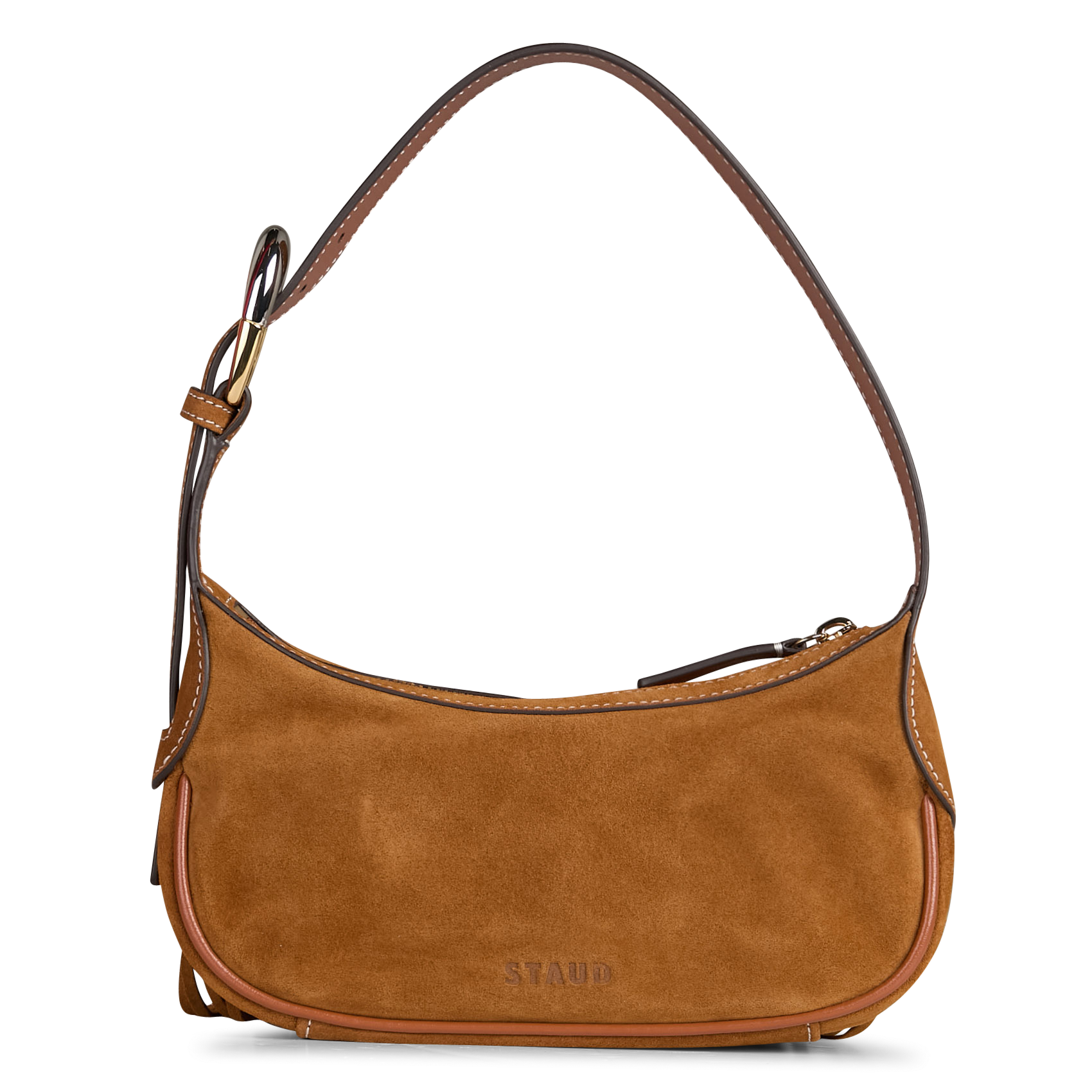 Leather clutch bag STAUD Brown