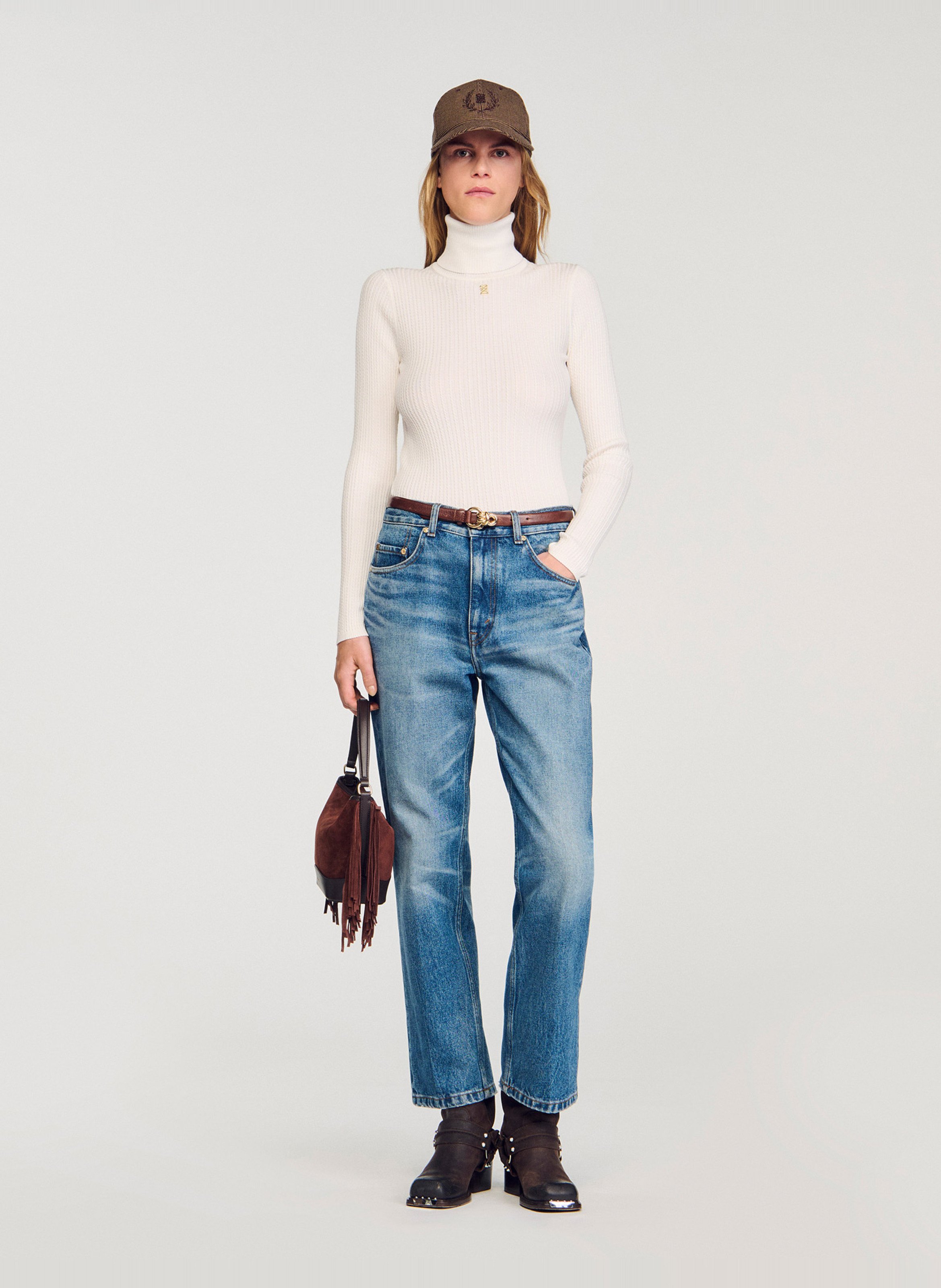 Pull col roulé  SANDRO Blanc