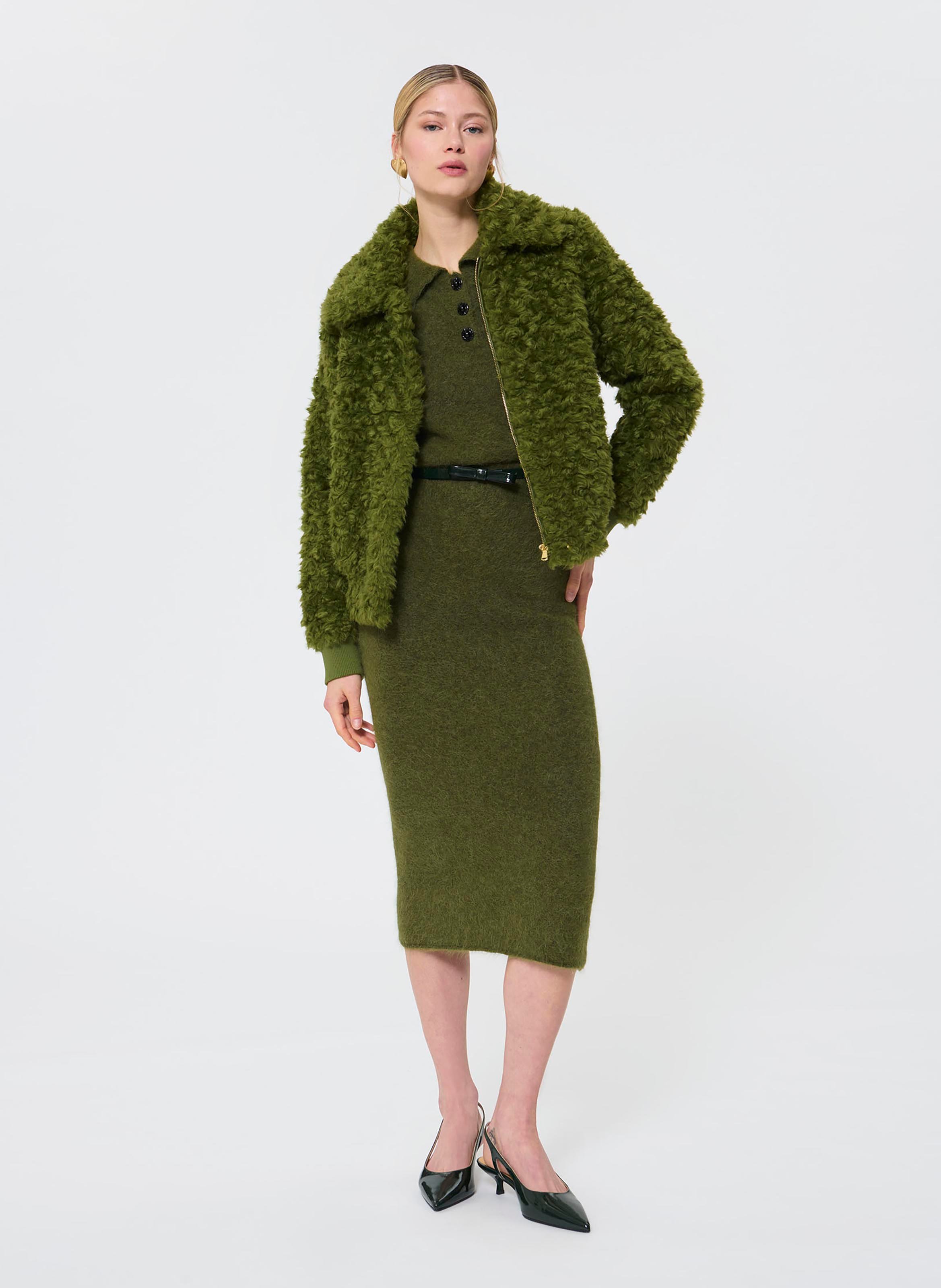 Jupe longue en maille en alpaga mélangé TARA JARMON Vert