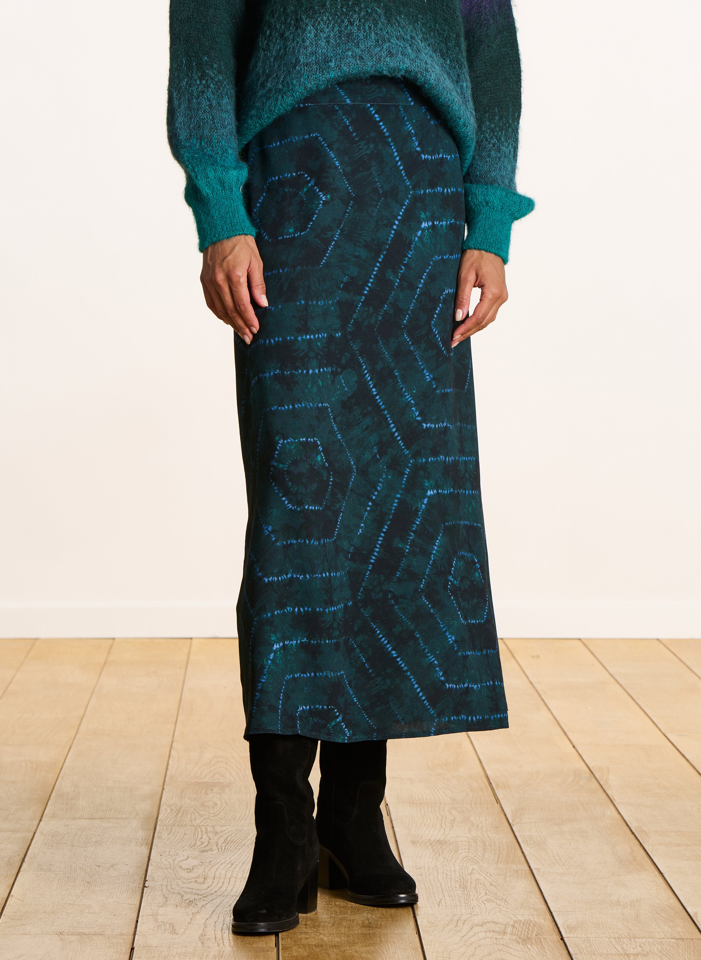 Anel printed midi skirt LA FEE MARABOUTEE Blue