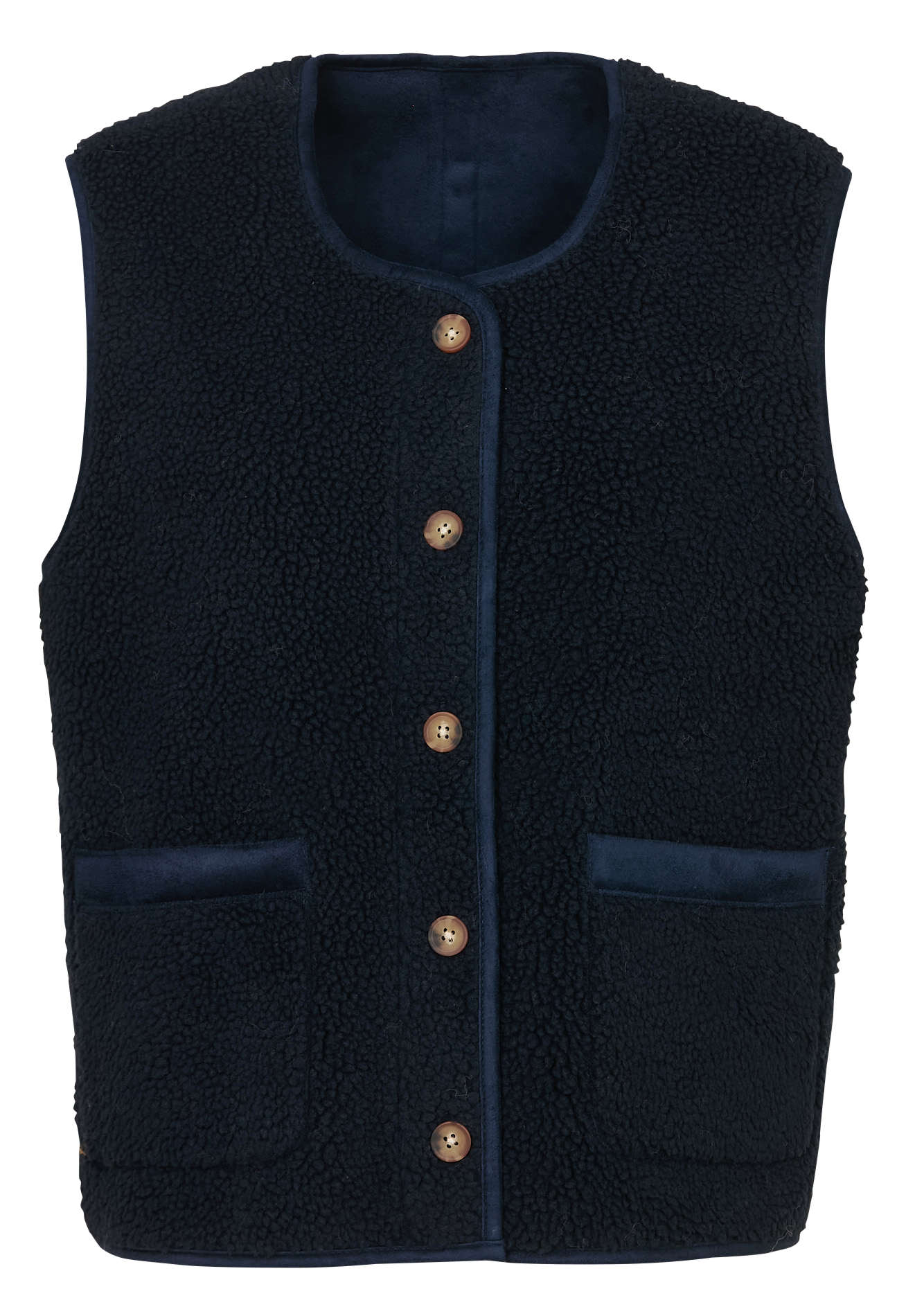 Omkeerbaar jasje van sherpa met ronde hals LAB DIP Blauw