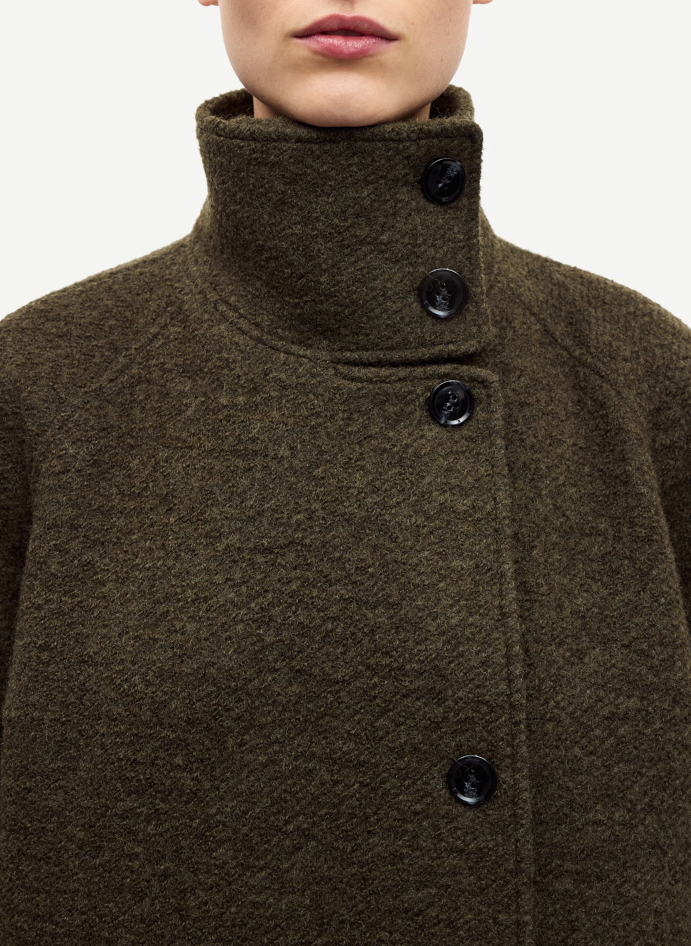 Manteau en laine mélangé col montant SAMSOE SAMSOE Vert