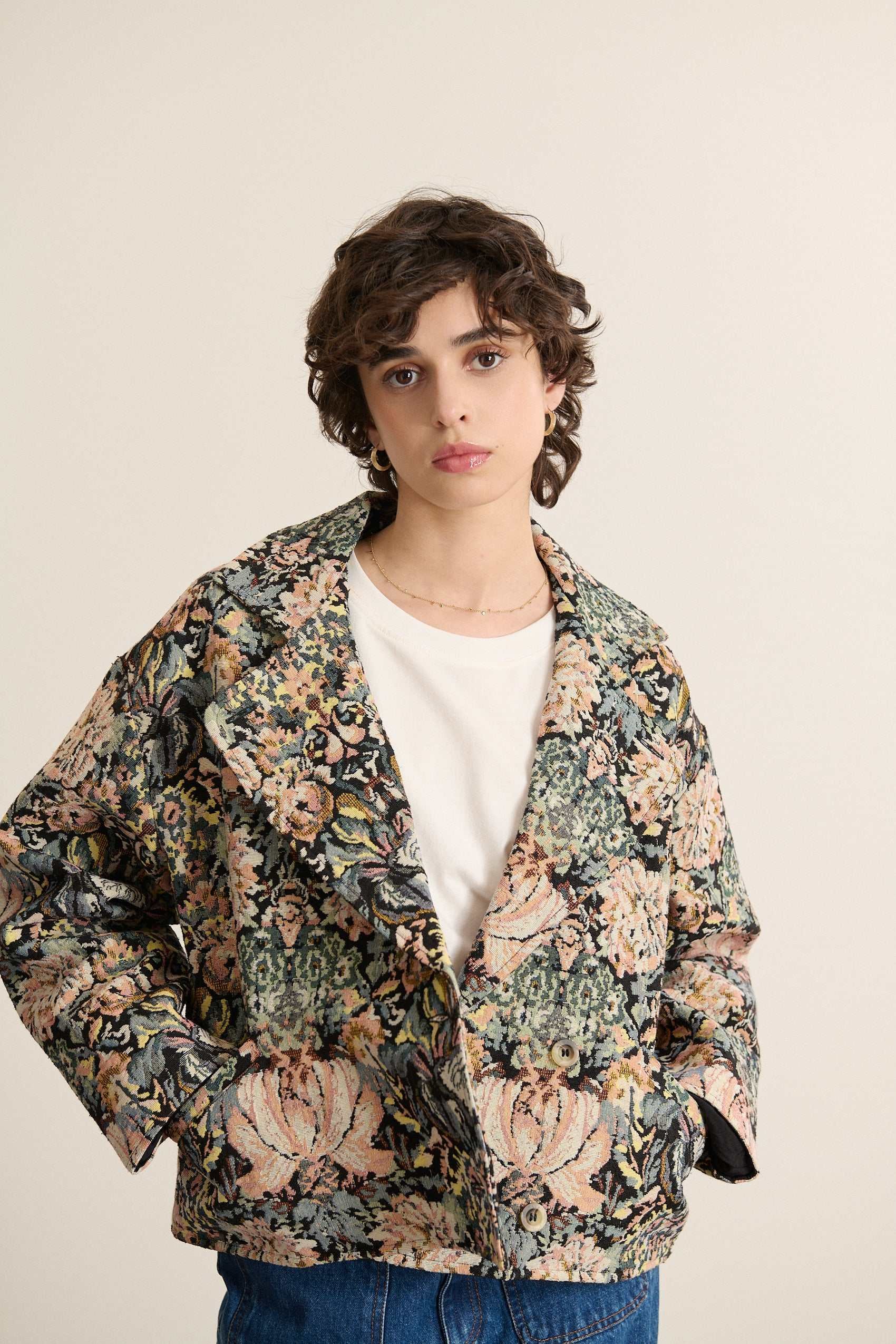 Cropped jacquard jacket GARANCE PARIS Green