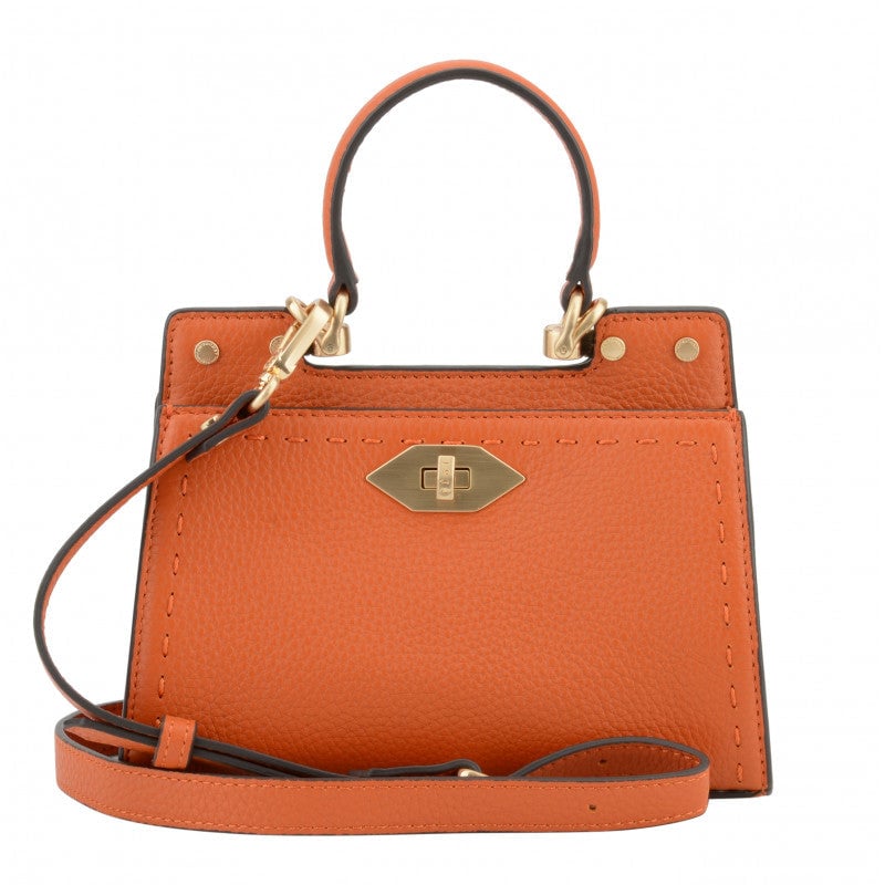 Handbag - cowhide leather POURCHET Orange