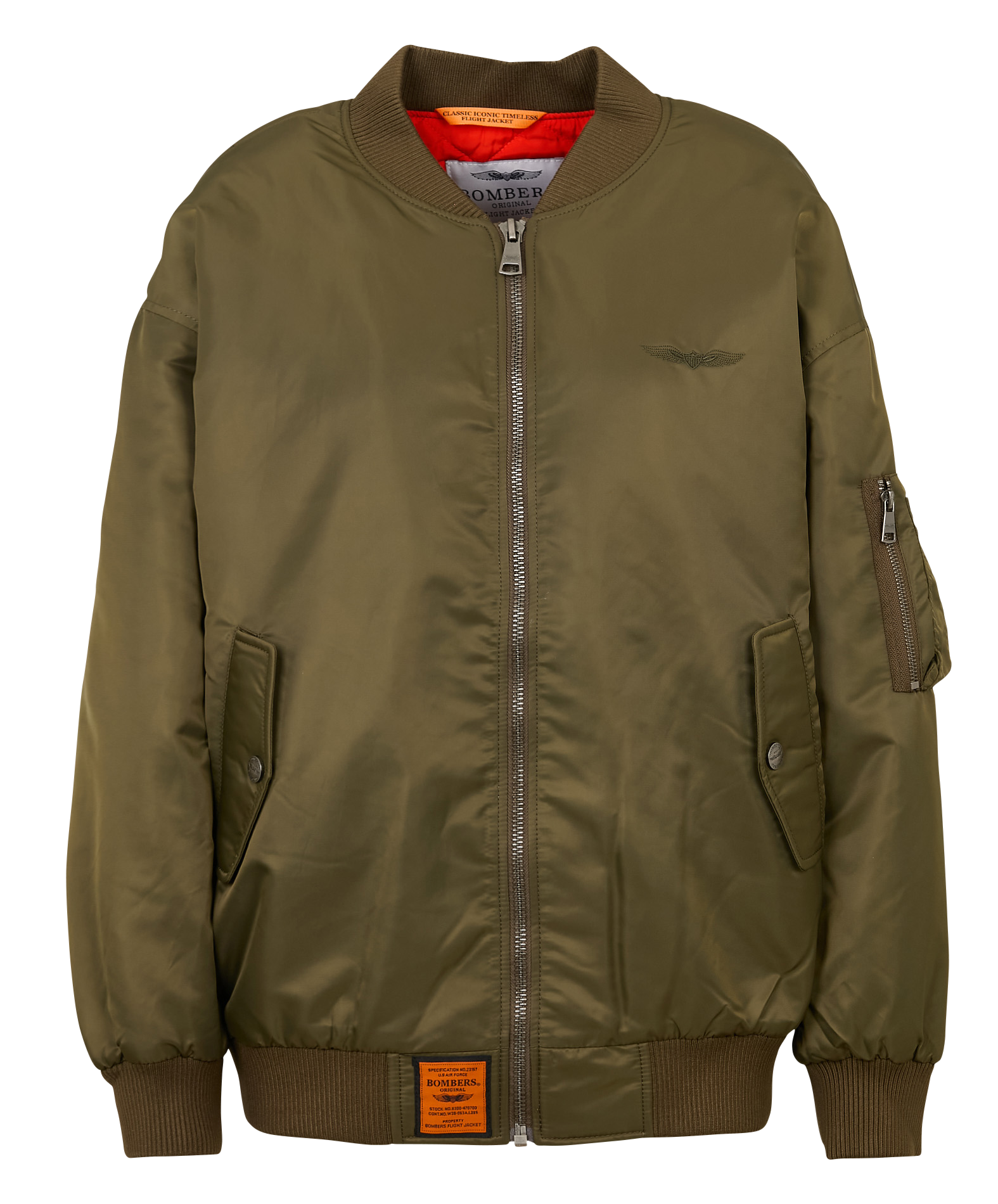 Veste zippée ample unie BOMBERS ORIGINAL Kaki