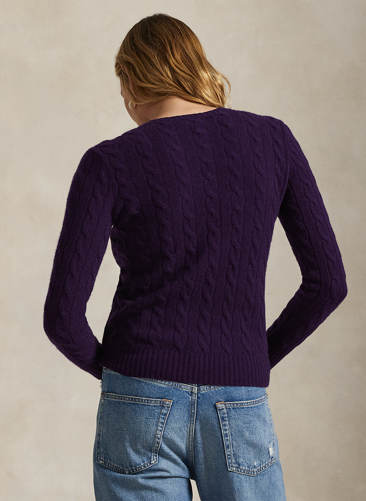 Pull col rond en laine et en cachemire mélangés  POLO RALPH LAUREN Violet