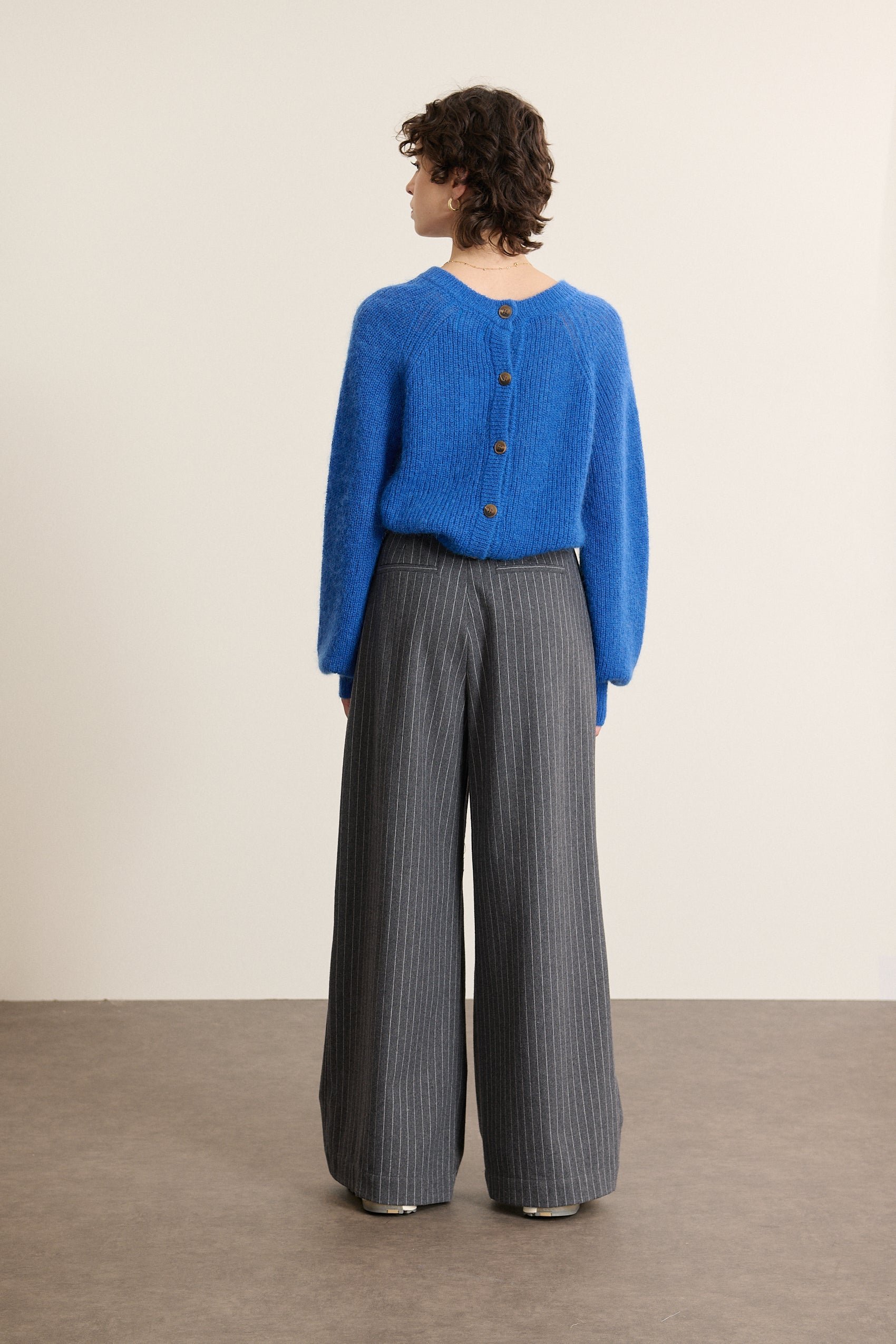 Buttoned round neck sweater GARANCE PARIS Blue