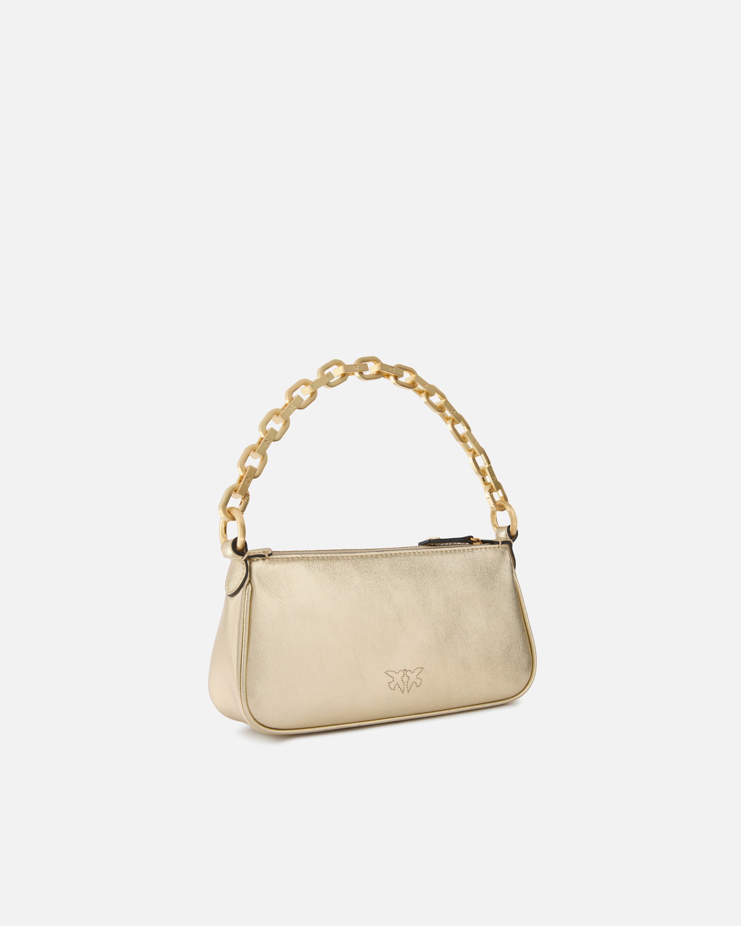 Small handbag mini half moon baguette in lame suede PINKO Golden