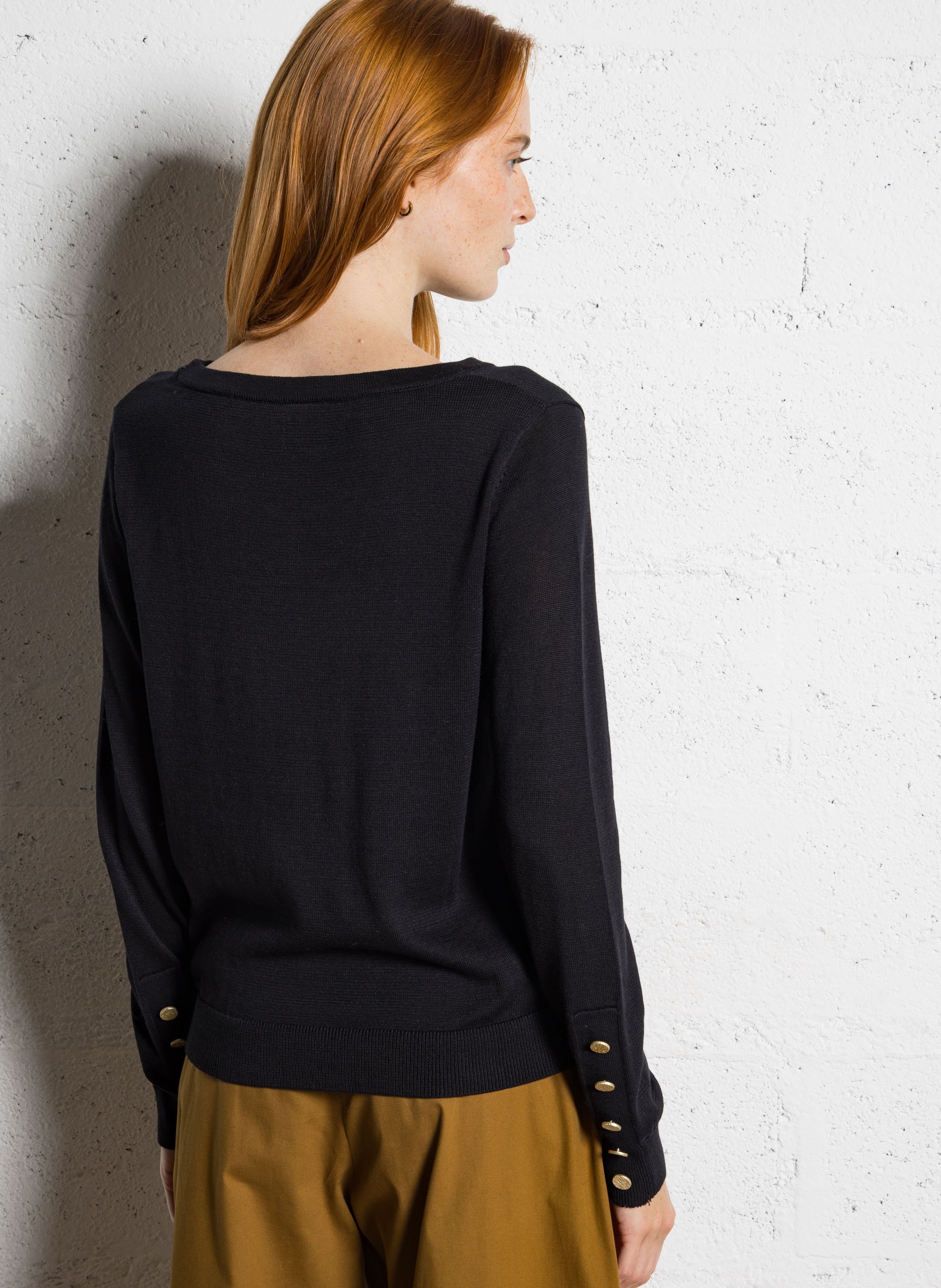 Pull droit uni en maille fine VILA Noir