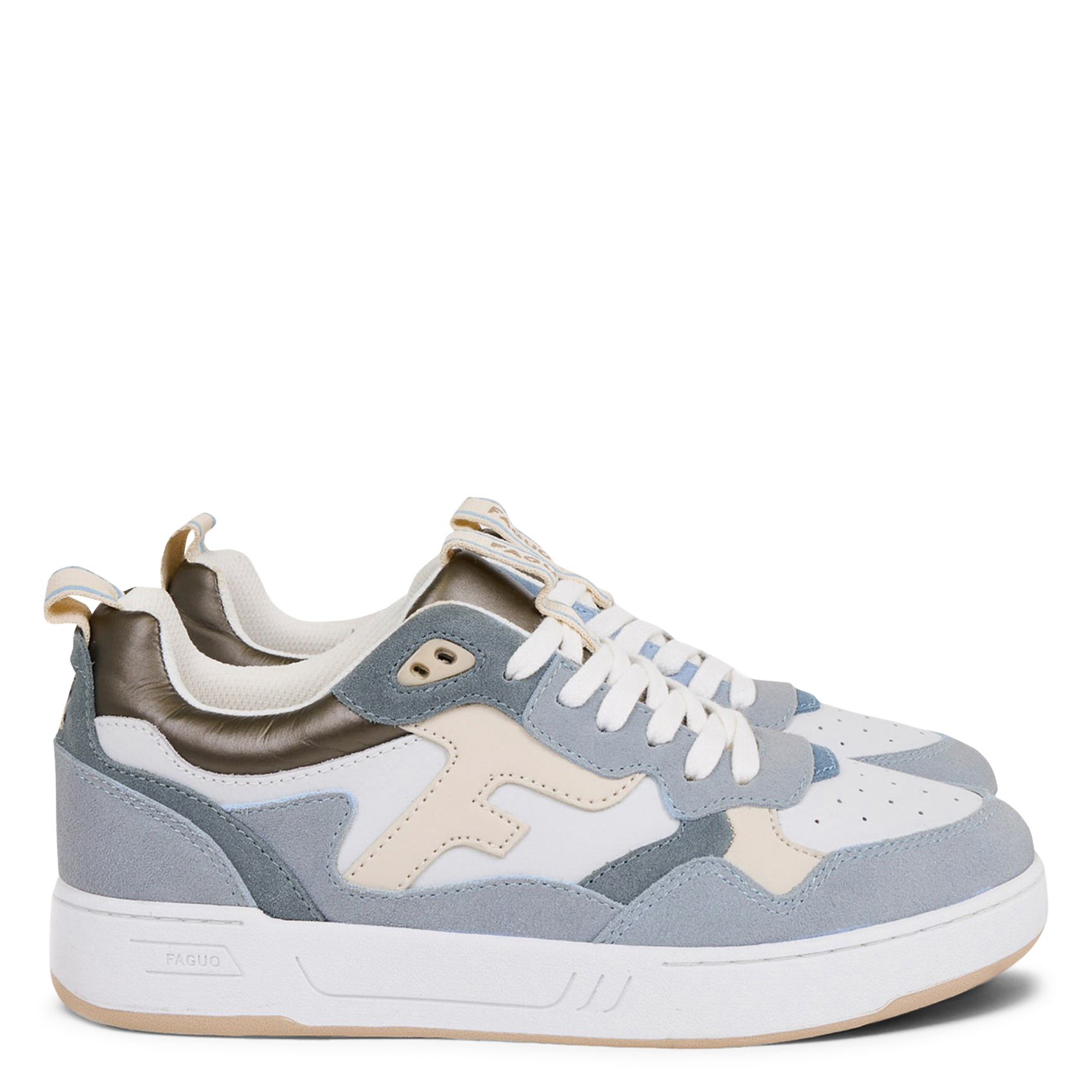 Niedrige Sneaker aus Leder-Mix FAGUO Beige