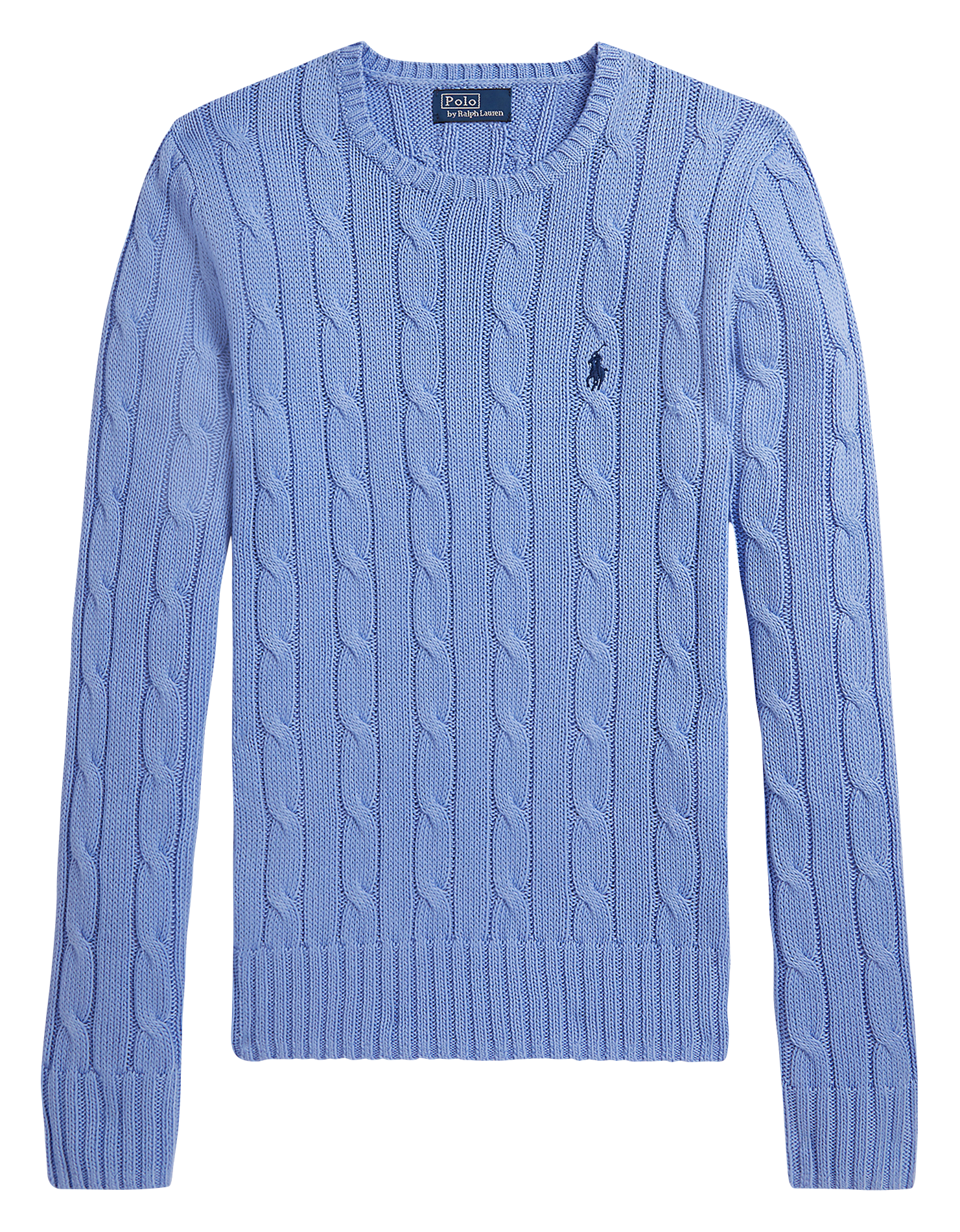 Pull moulant col rond en coton POLO RALPH LAUREN Bleu