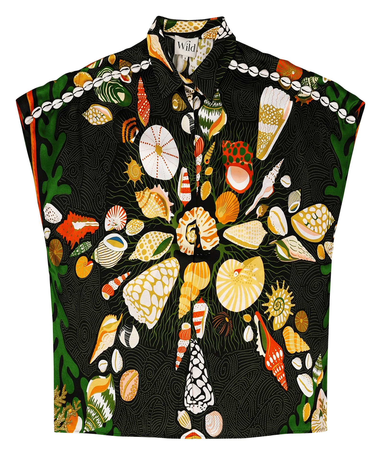 Straight printed shirt with classic collar WILD Black