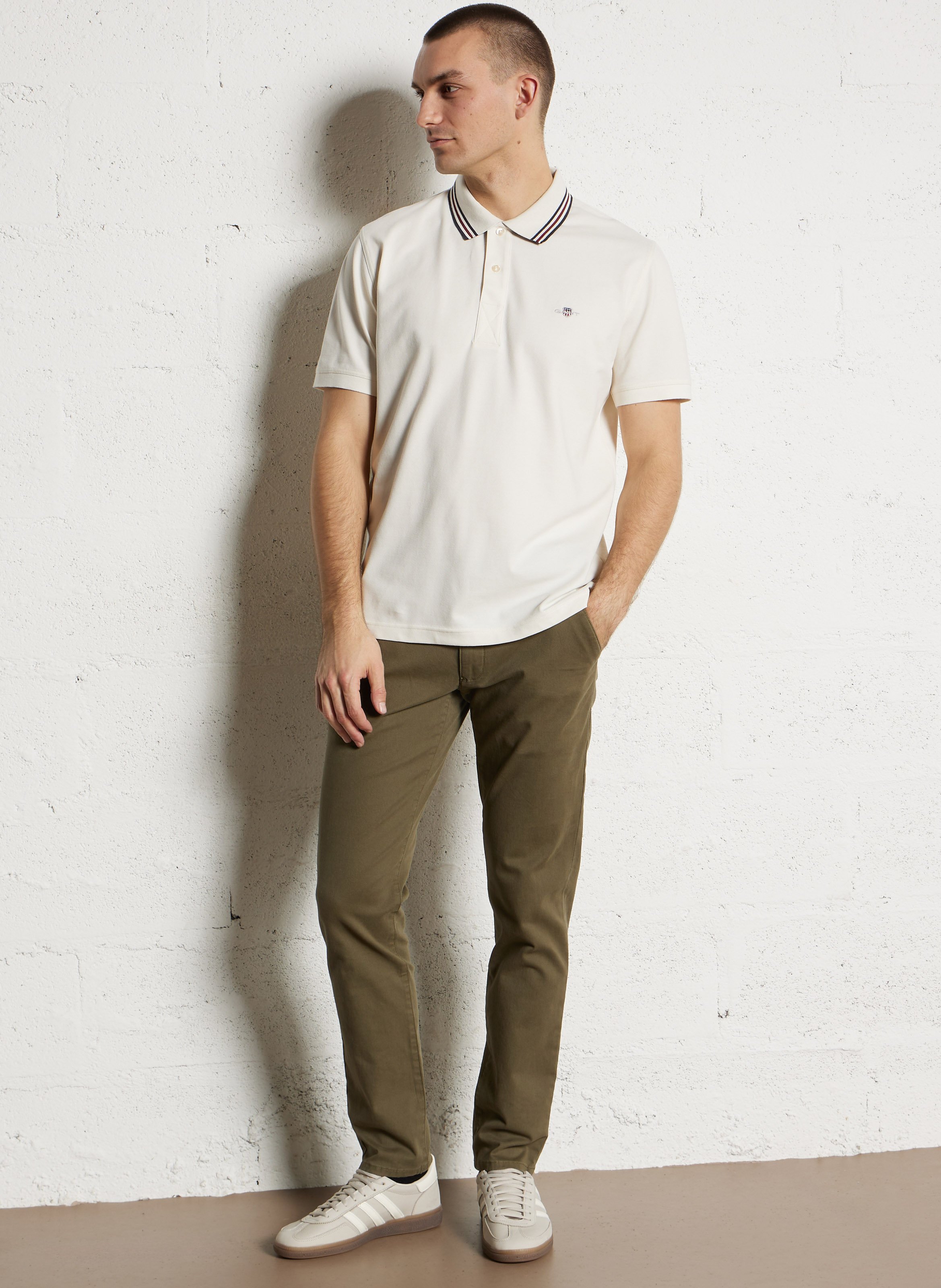 Polo met korte mouwen in katoenmix GANT Beige