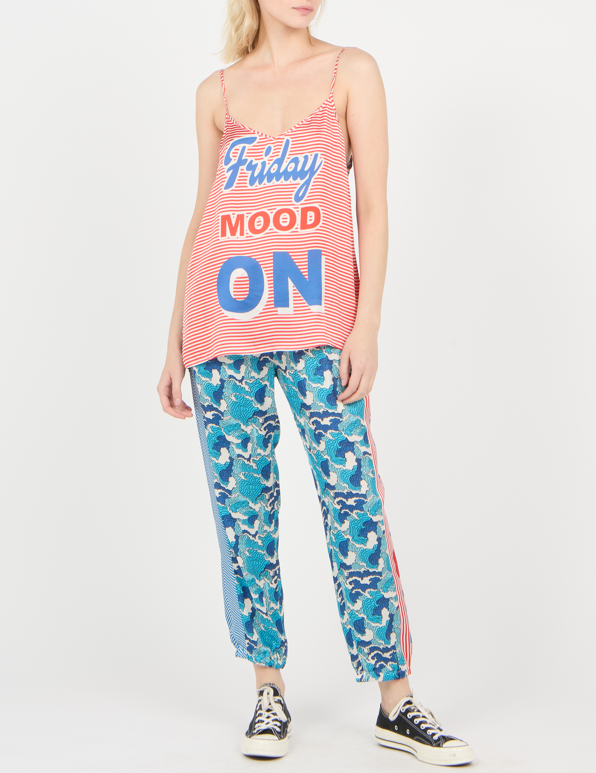 Pantalon large imprimé SACK S Bleu