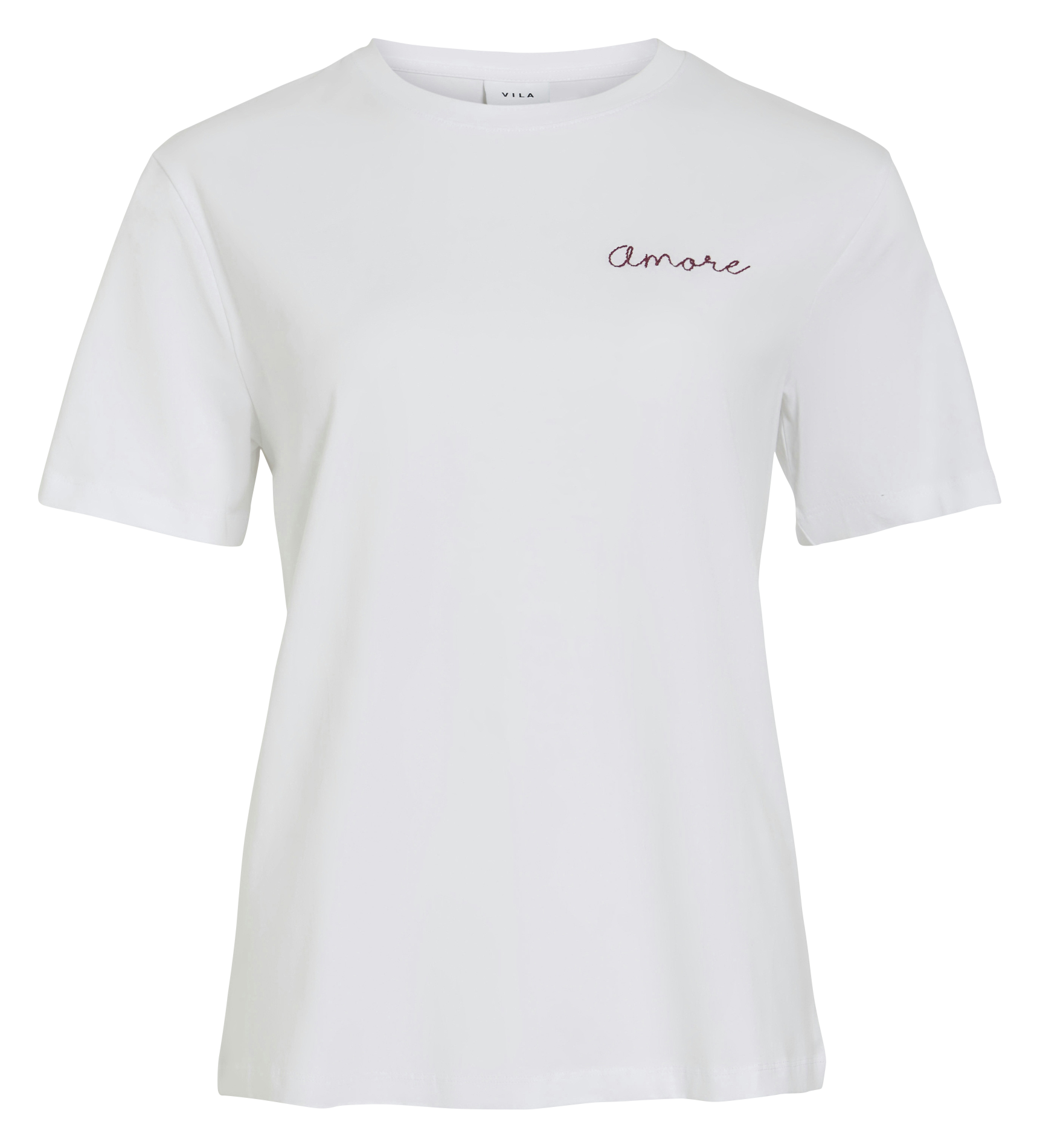 Gerade geschnittenes Rundhals-T-Shirt aus Bio-Baumwoll-Mix VILA Weiss