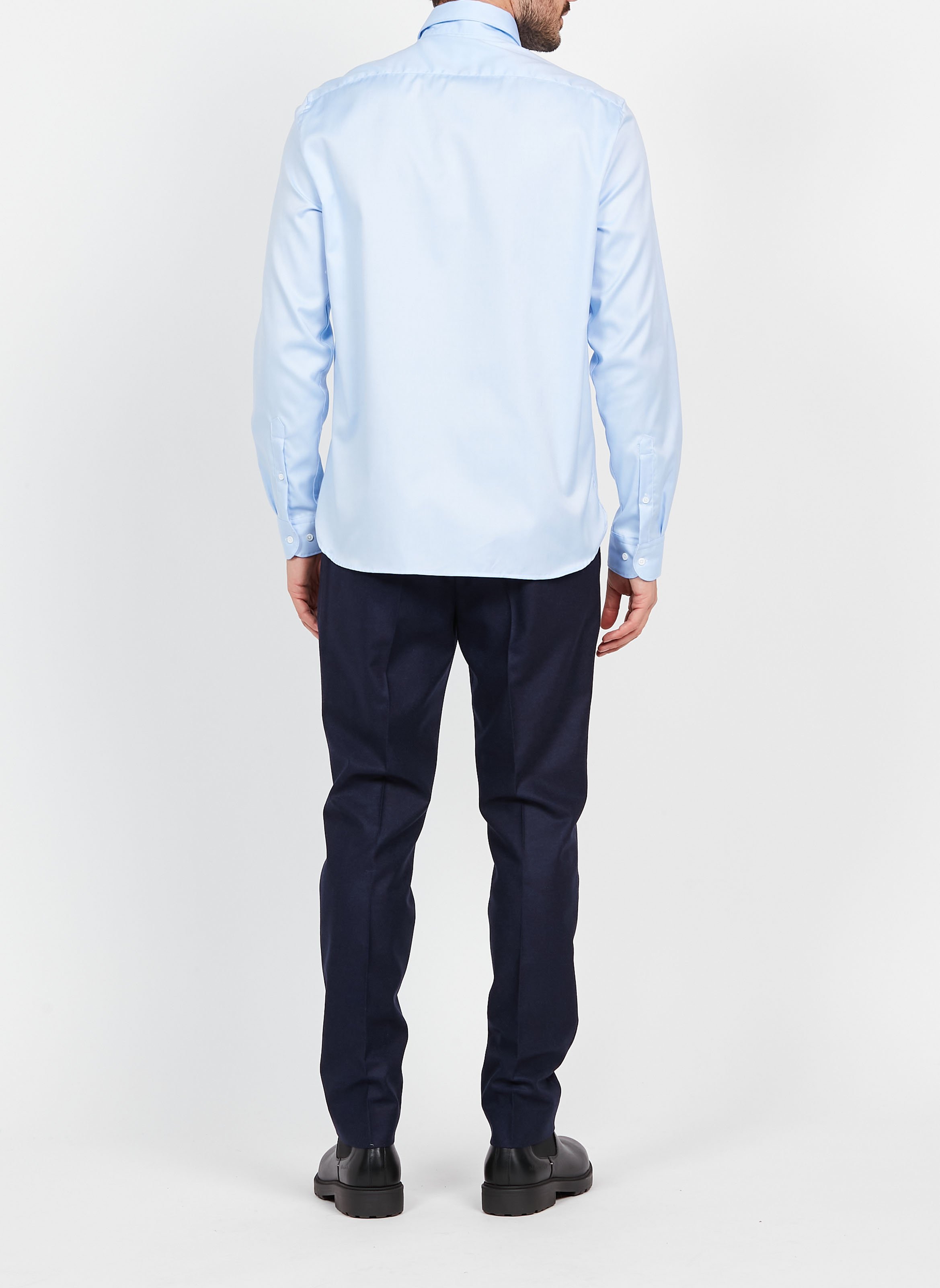 Recht, effen overhemd van Oxford-katoen ATELIER PRIVE Blauw