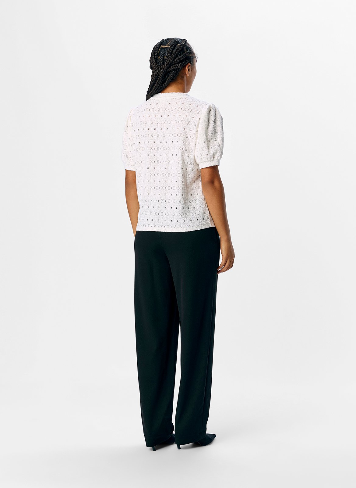 Straight-cut lace top OBJECT Beige