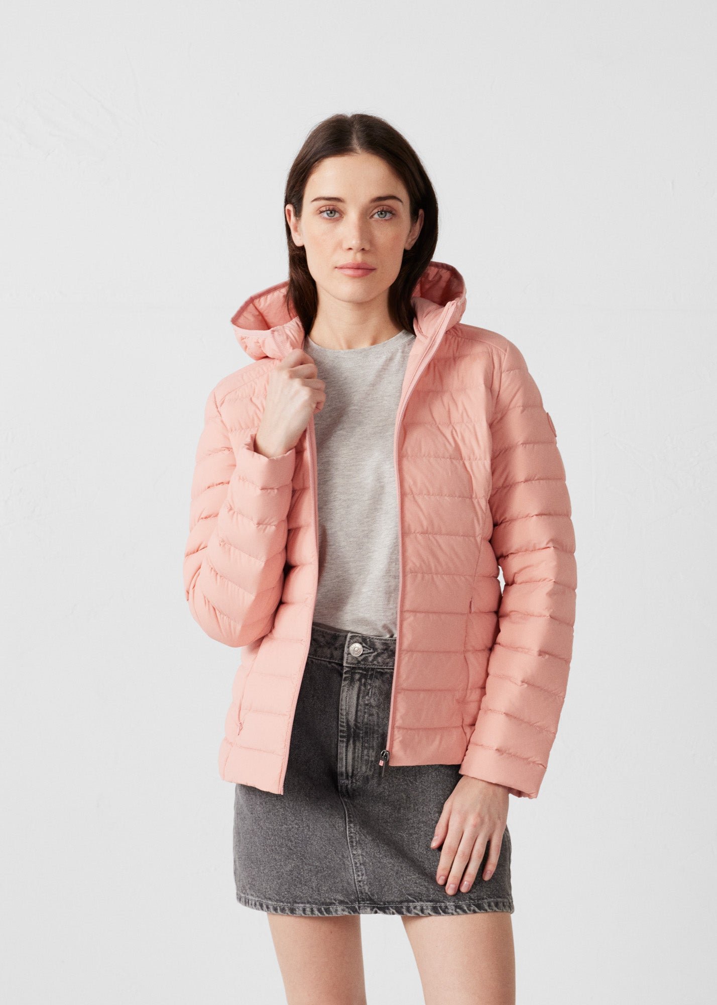 Lightweight stretch hooded puffer jacket Salma JOTT Pink