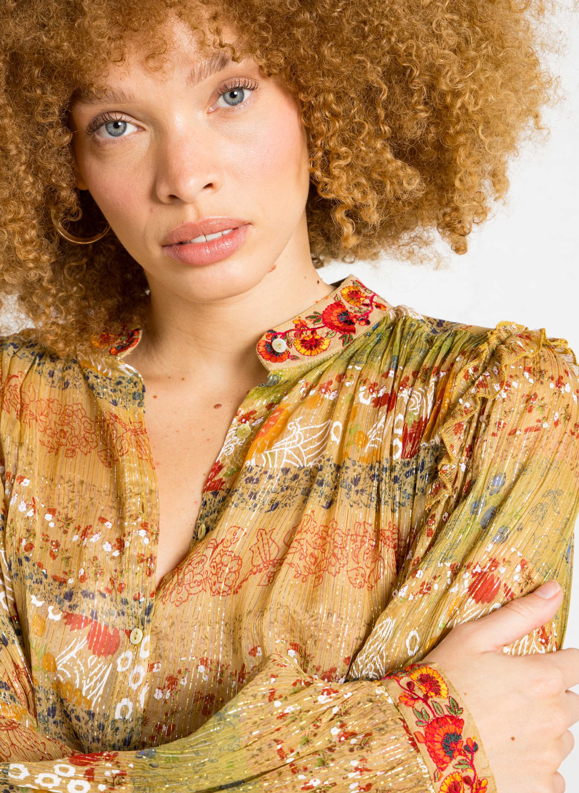 Chemisier fluide imprimé à fils lurex MES DEMOISELLES Multicolore