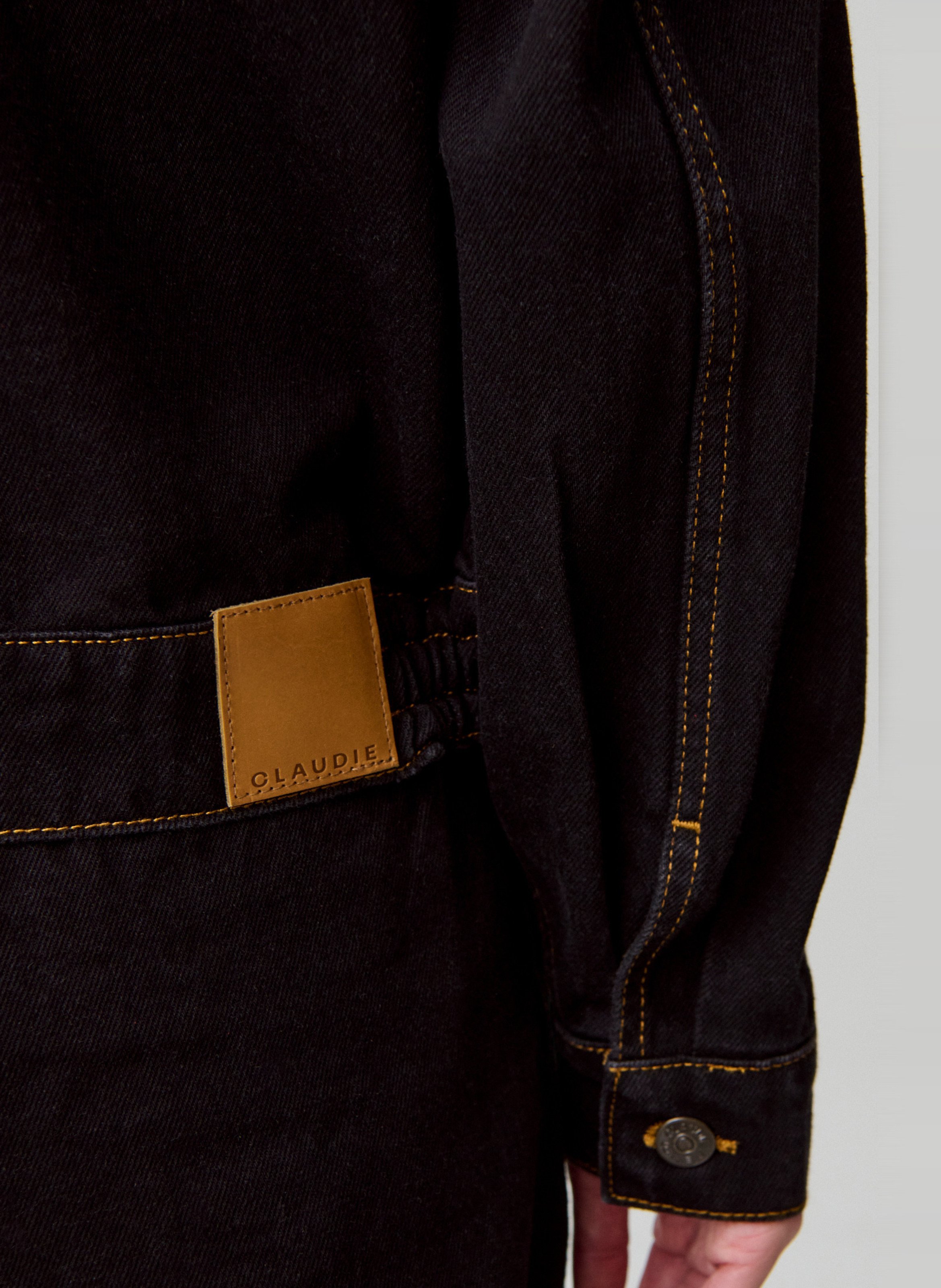 Straight-cut cotton denim jacket CLAUDIE PIERLOT Black