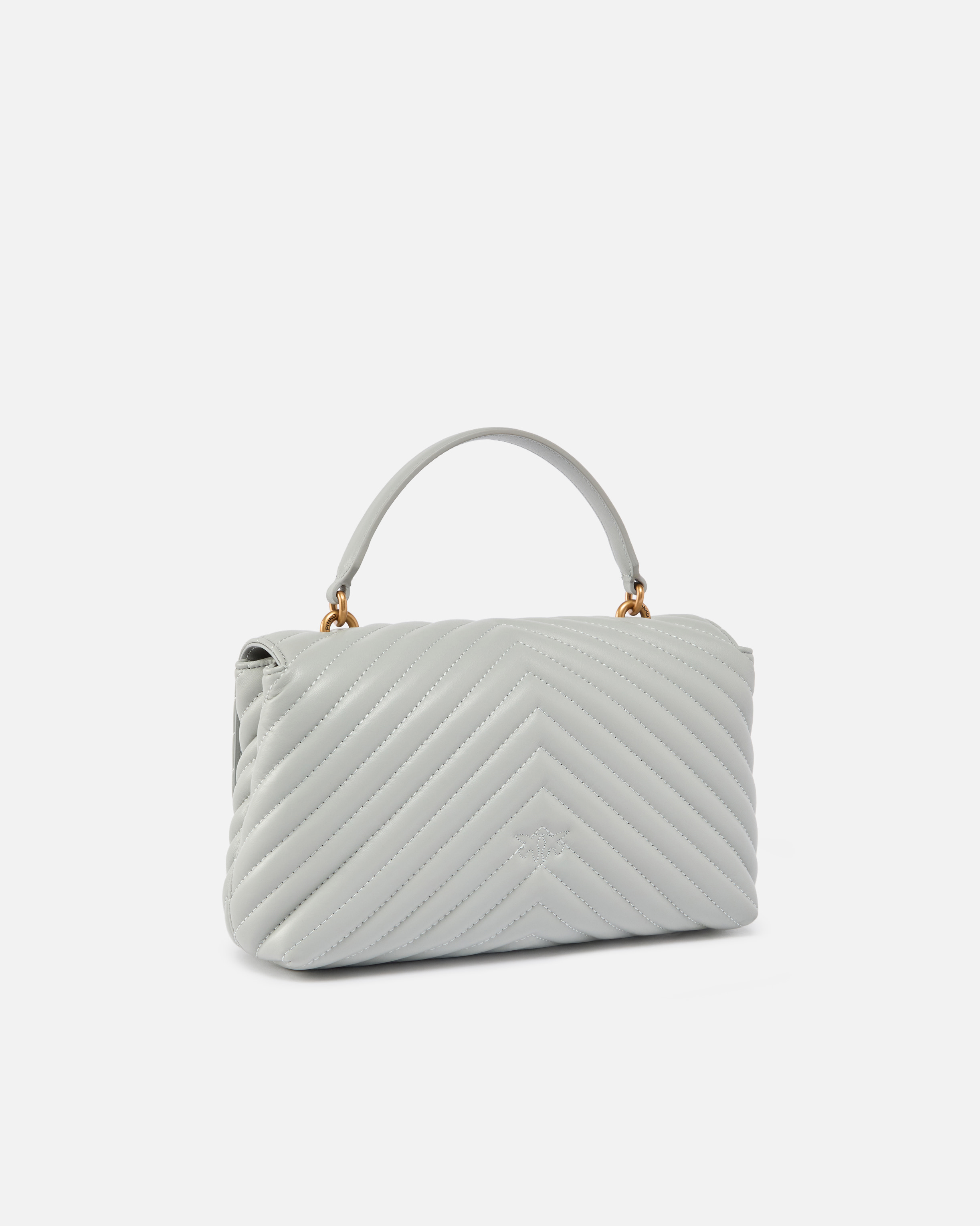 Medium Love Bag Puff Chevron in Nappa Leather PINKO Grey