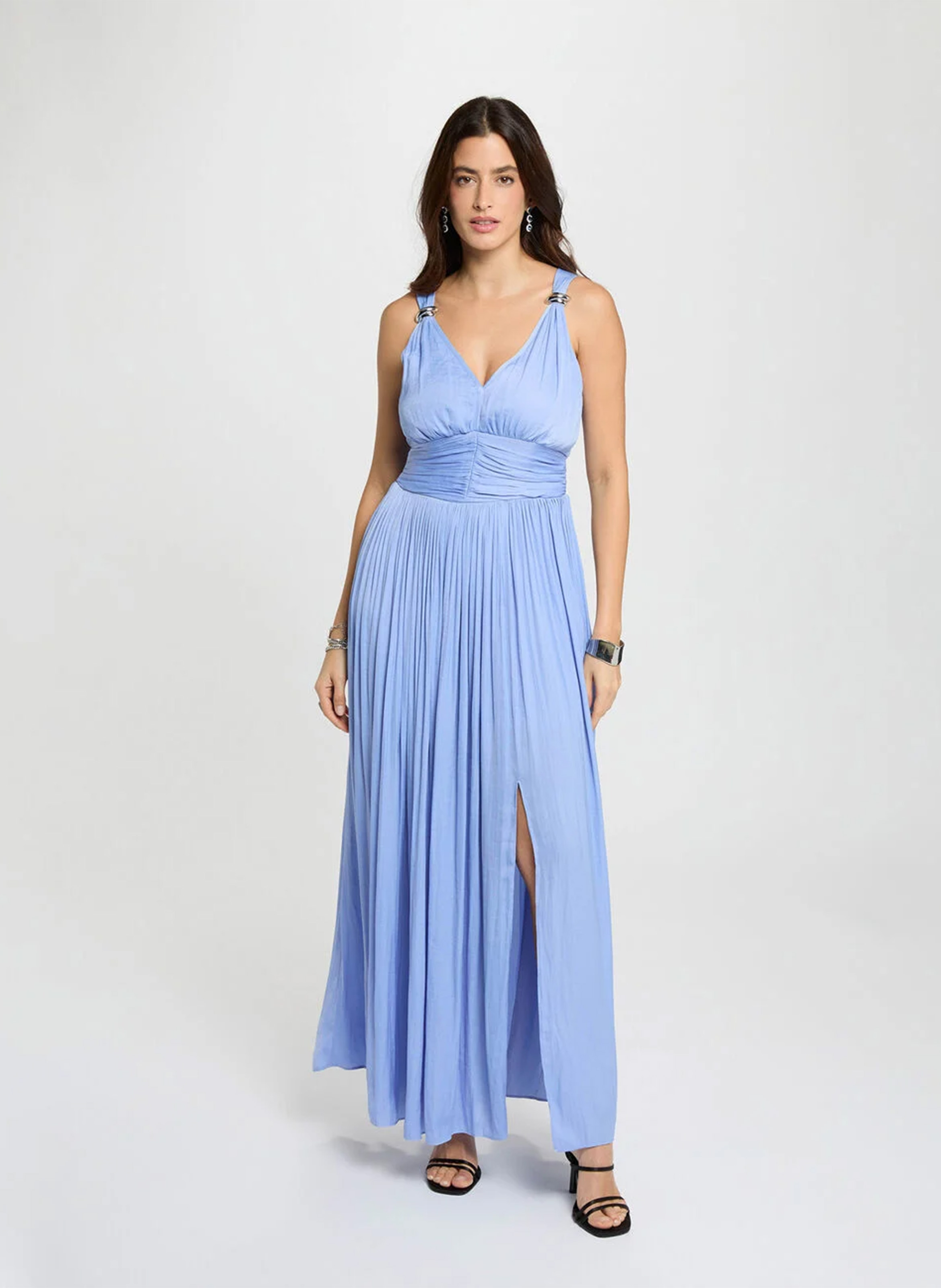 Long V-neck dress MORGAN Blue