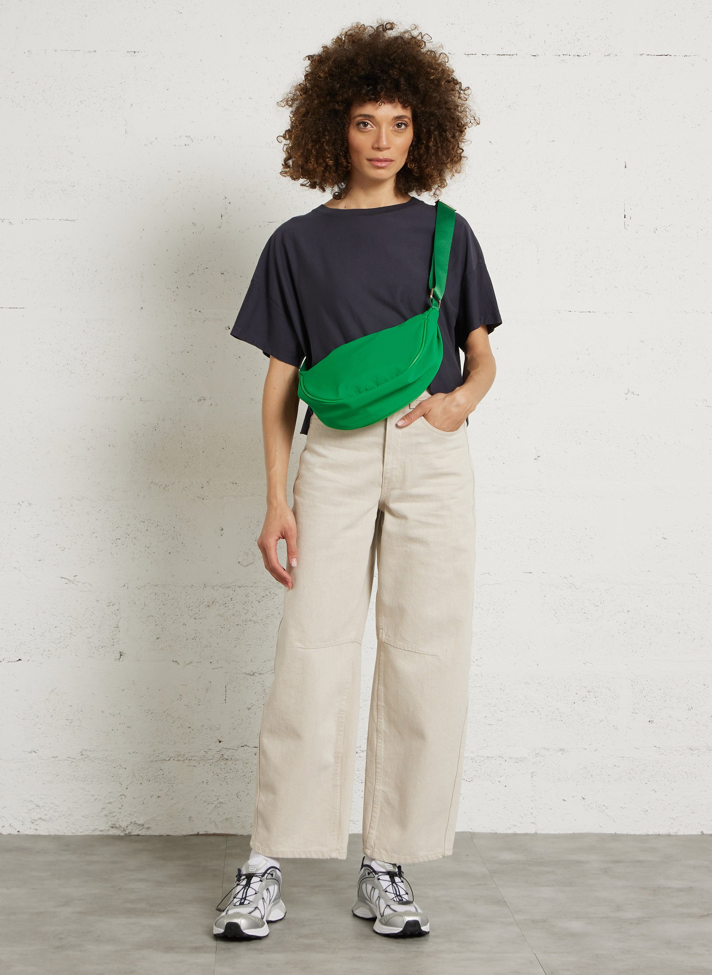 Korte oversized effen katoenen T-shirt BELLEROSE Blauw