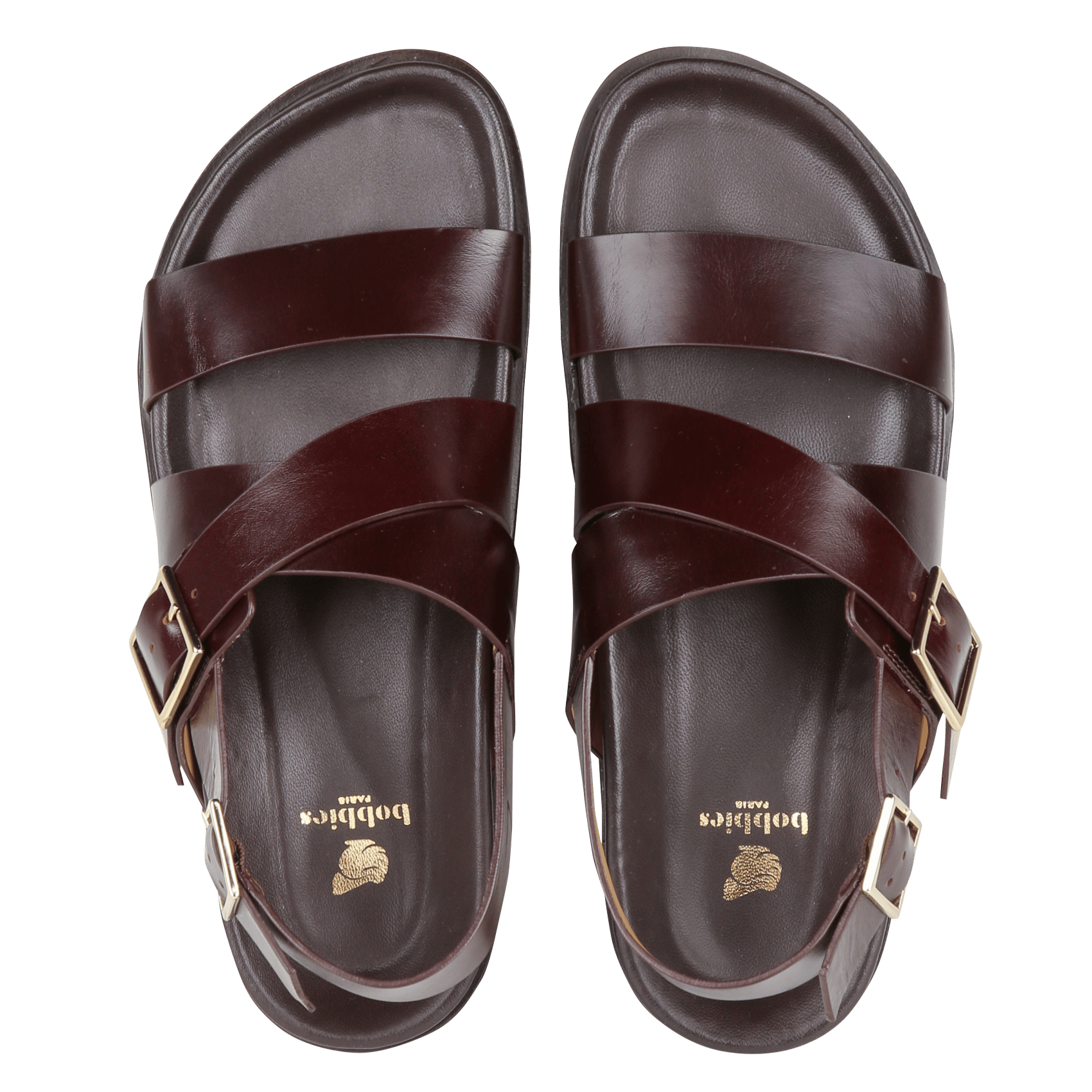 Avarca Berlin - Flache Ledersandalen mit Samt BOBBIES Braun