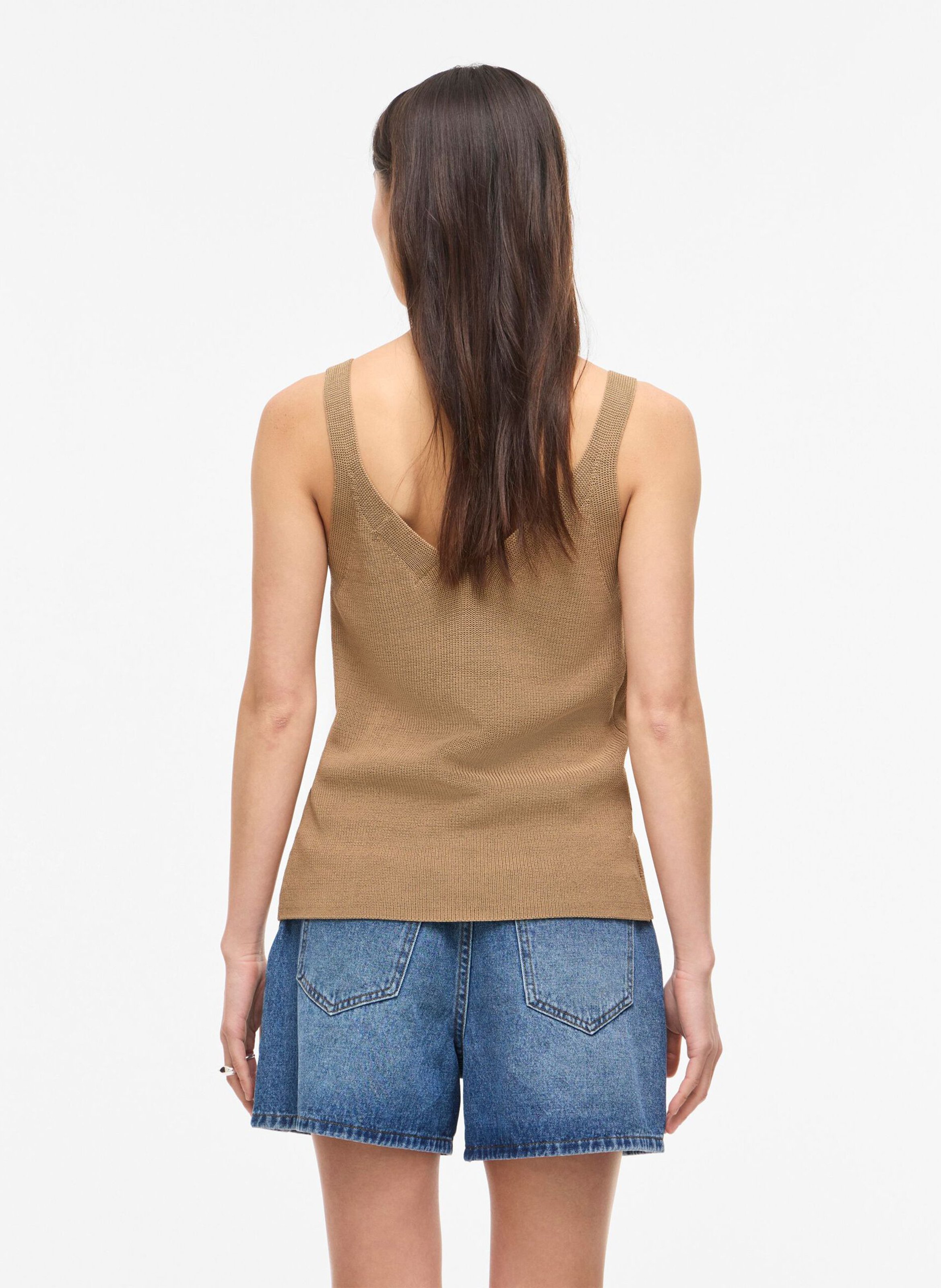 Rechte top met V-hals ROUGE EDIT Bruin