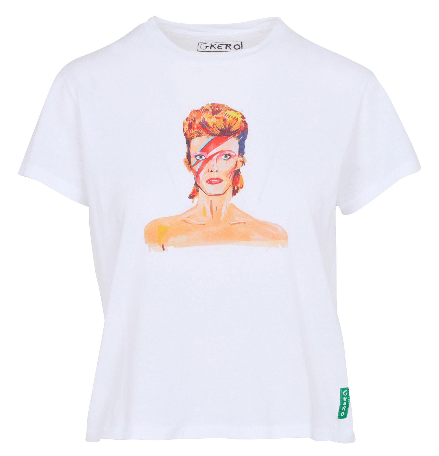 Straight round neck printed cotton t-shirt G.KERO White