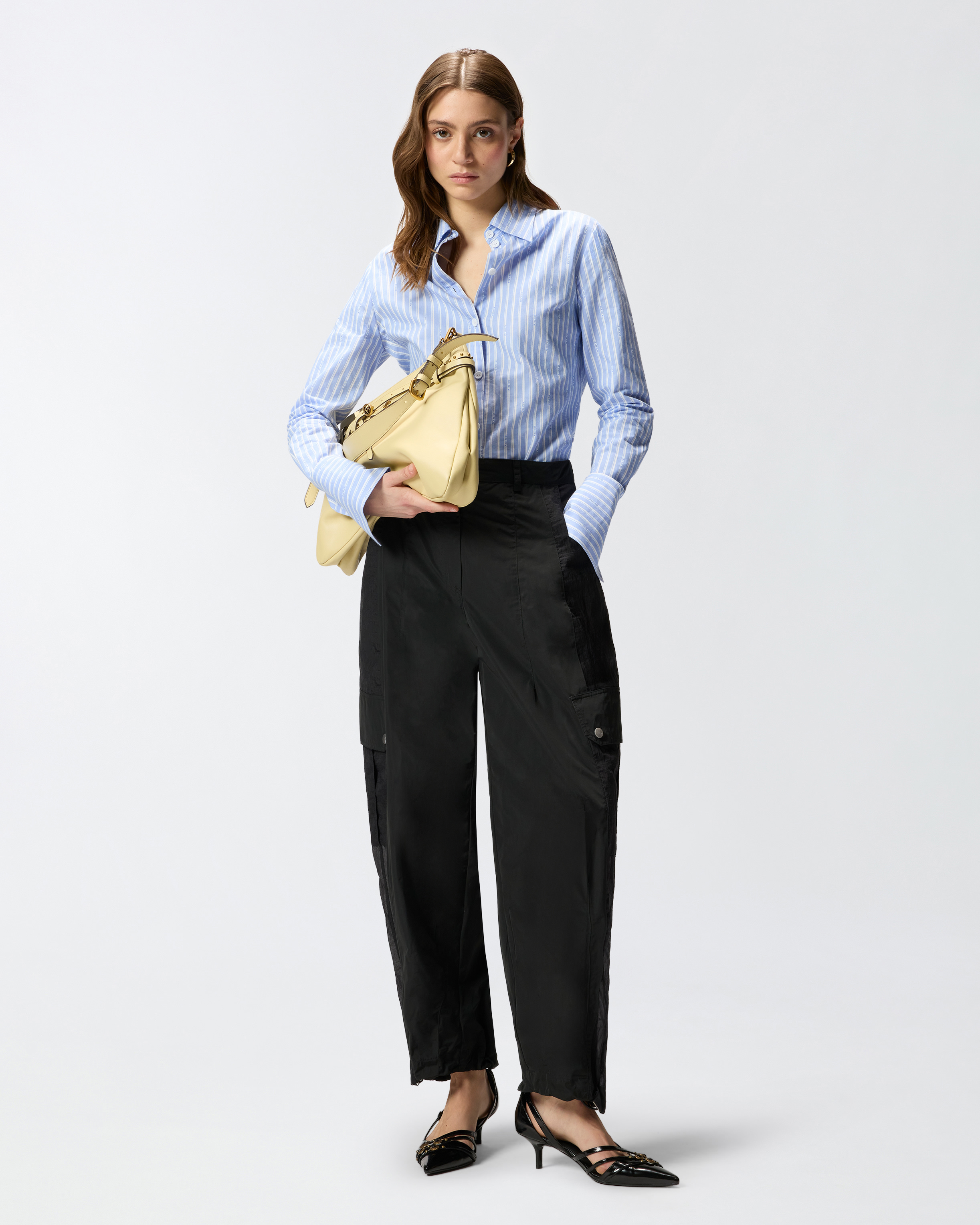 Pantalon workwear avec empiècements transparents PINKO Noir