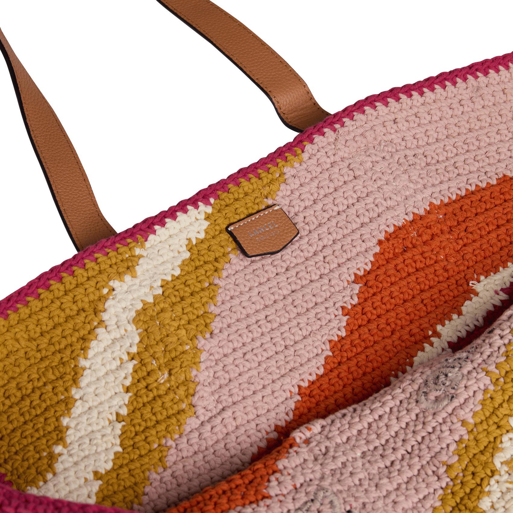 Sac porté épaule à motifs brodés LANCEL Multicolore