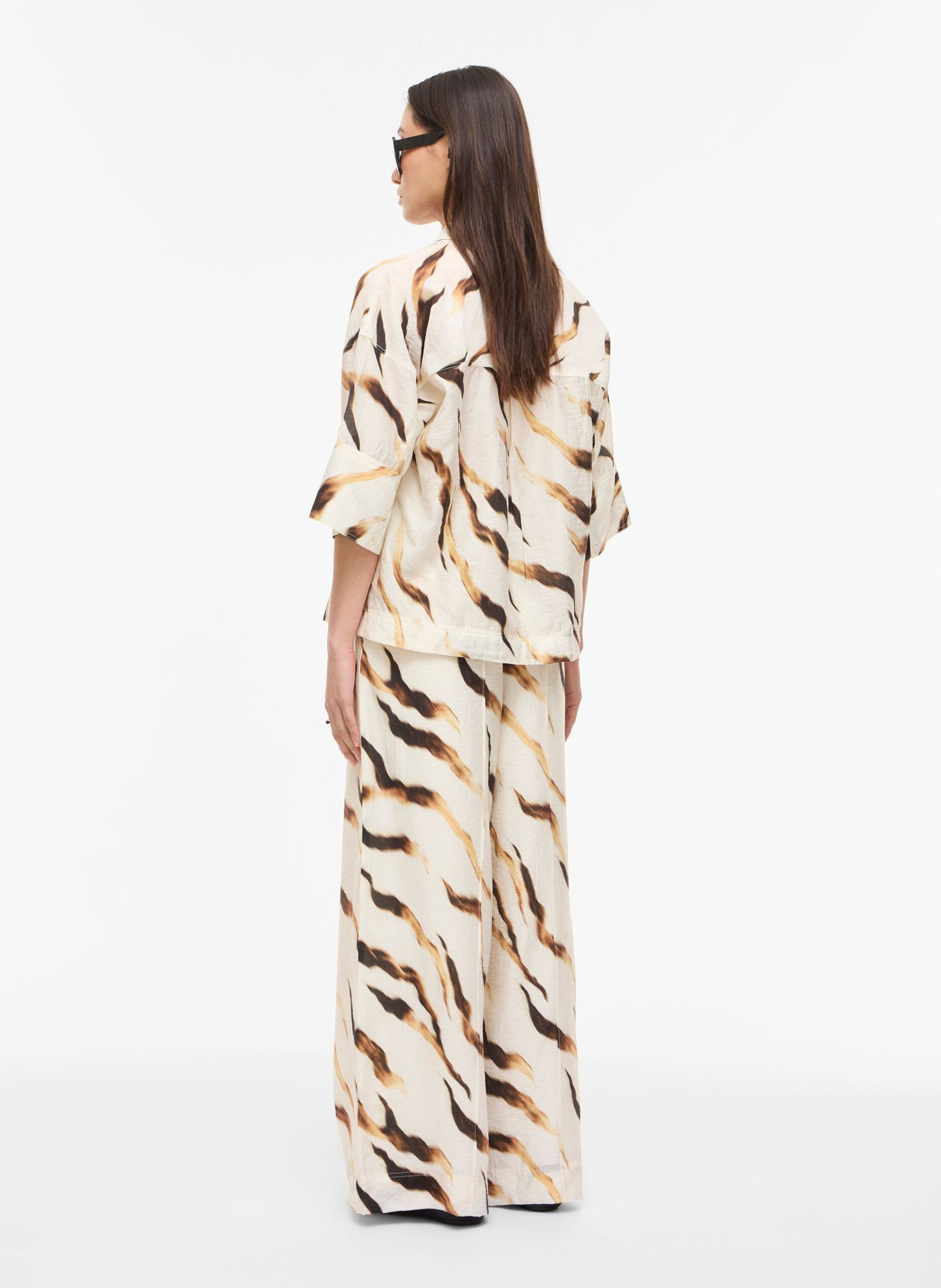 Wide leg printed pants ROUGE EDIT Beige