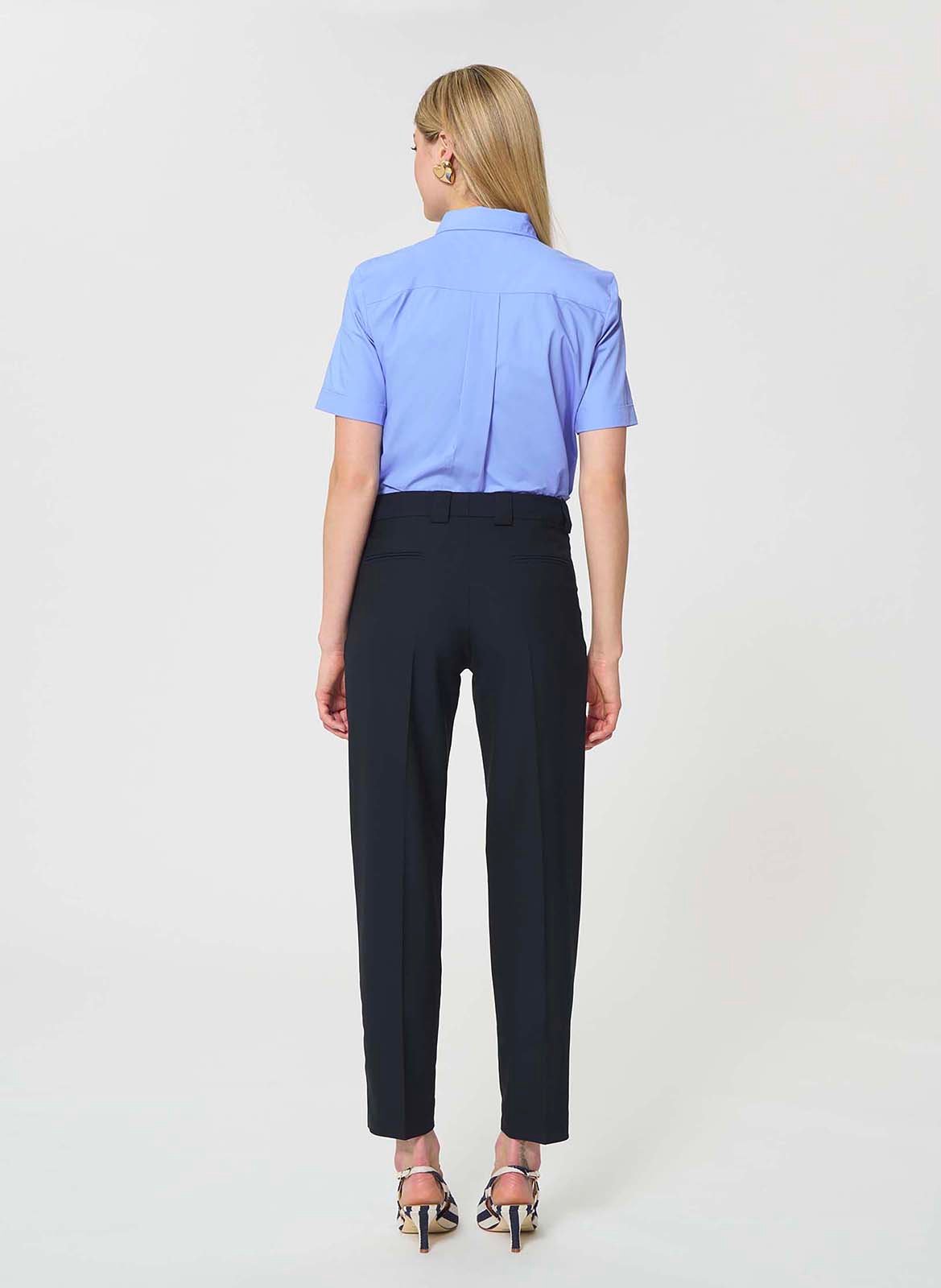 High-waisted solid color cigarette pants TARA JARMON Blue