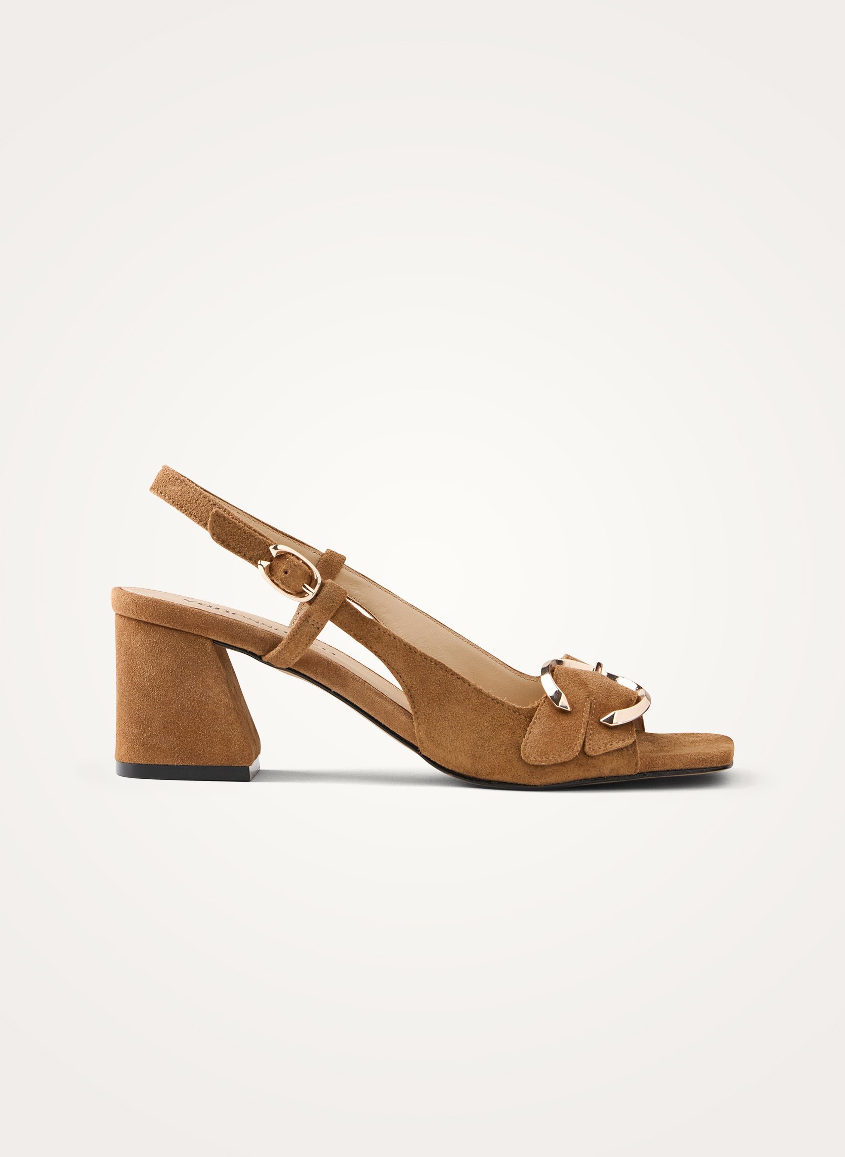 Sandals in aged effect patent leather with strap and heel VANESSA WU Brown