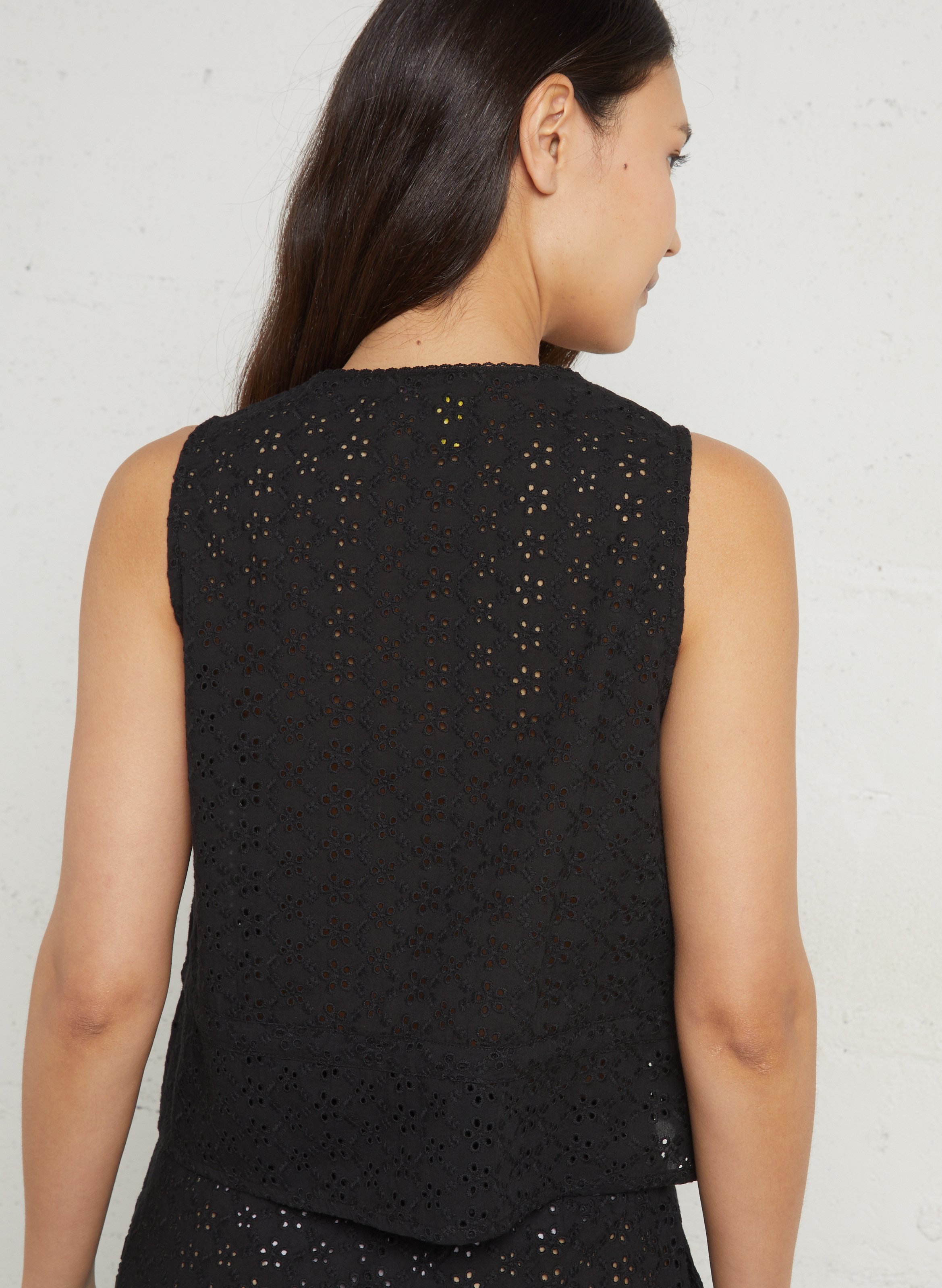 Katoenen blouse met ronde hals LA NOUVELLE Zwart