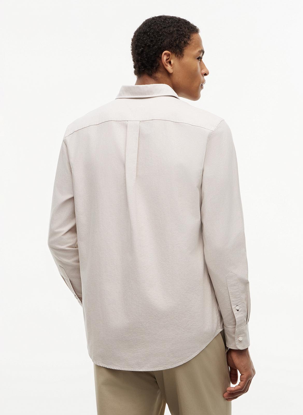 Organic cotton-blend shirt with button-down collar TOMMY HILFIGER Khaki