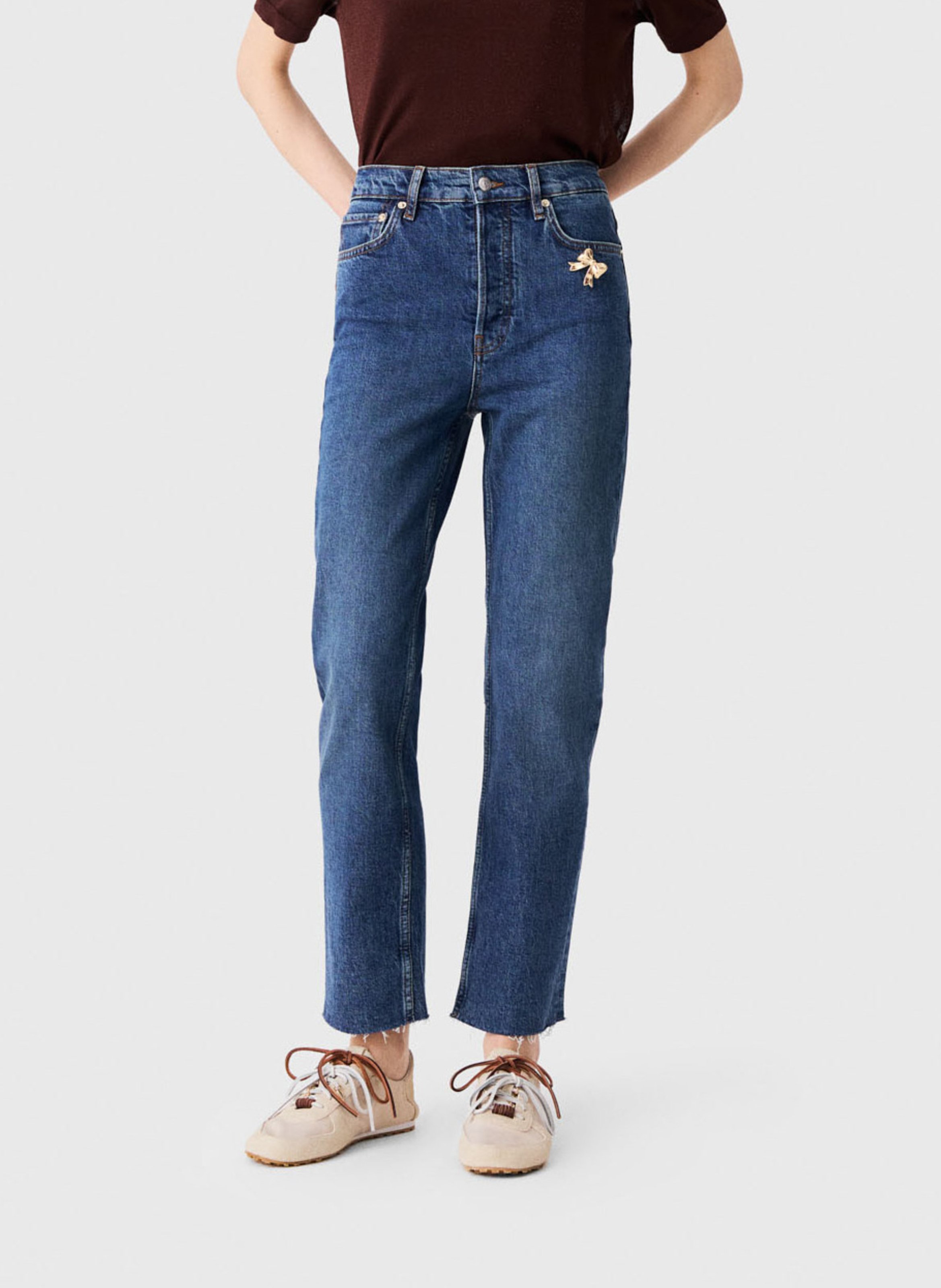 Straight-fit jeans van katoenmix MAJE Blauw