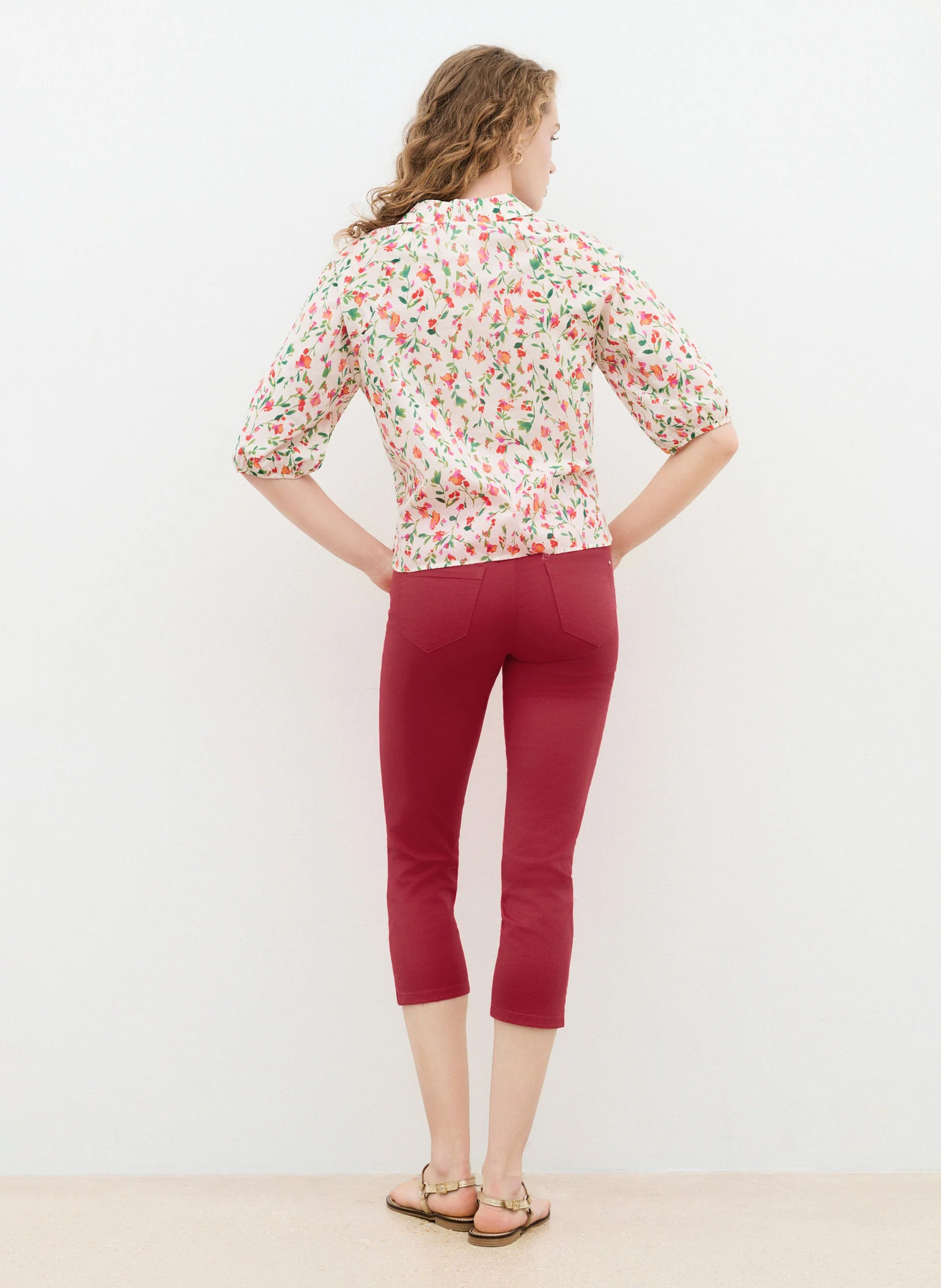 Blouse à imprimé fleuri CAROLL Beige