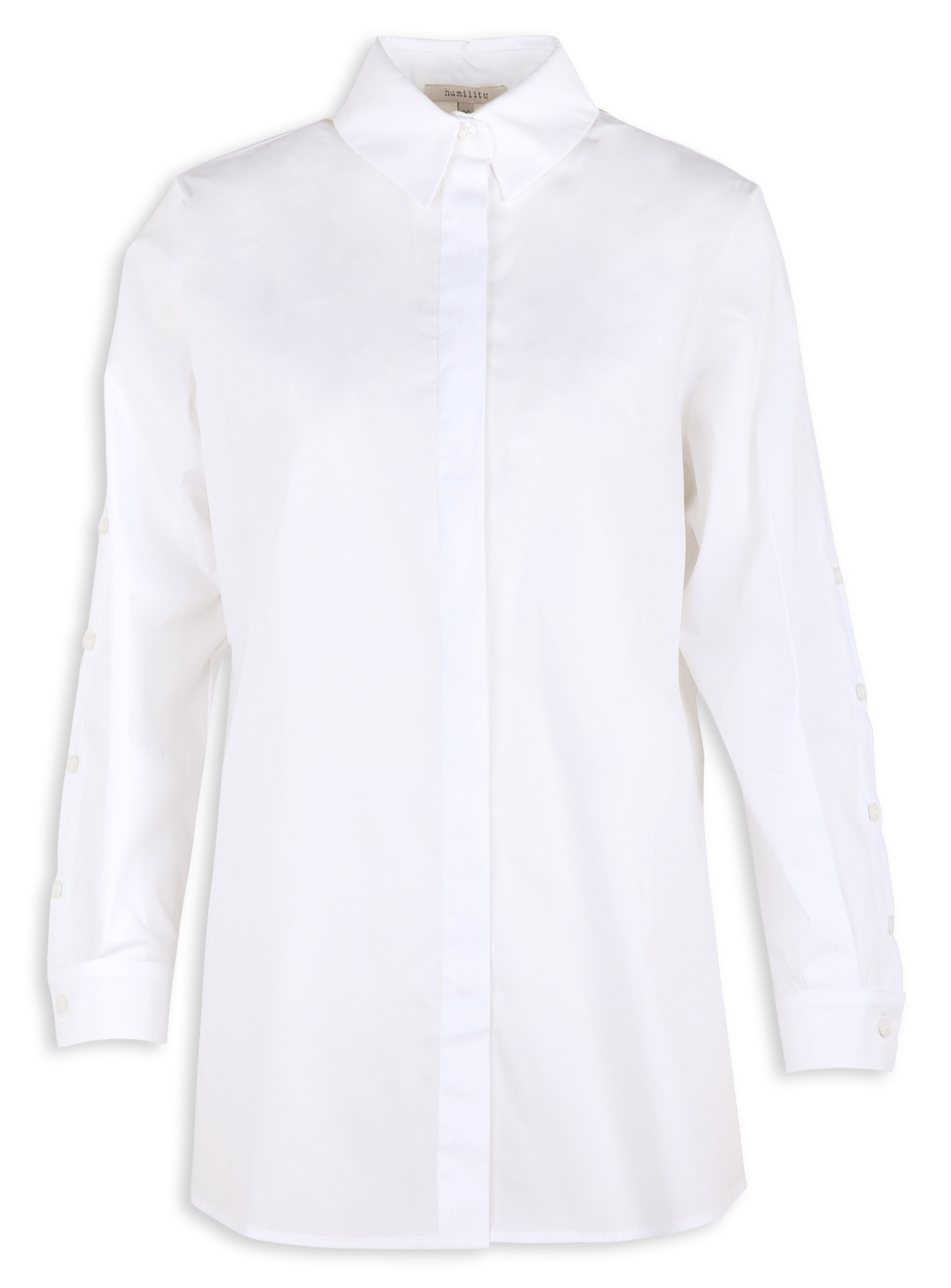 Straight-cut cotton-blend shirt with classic collar HUMILITY White