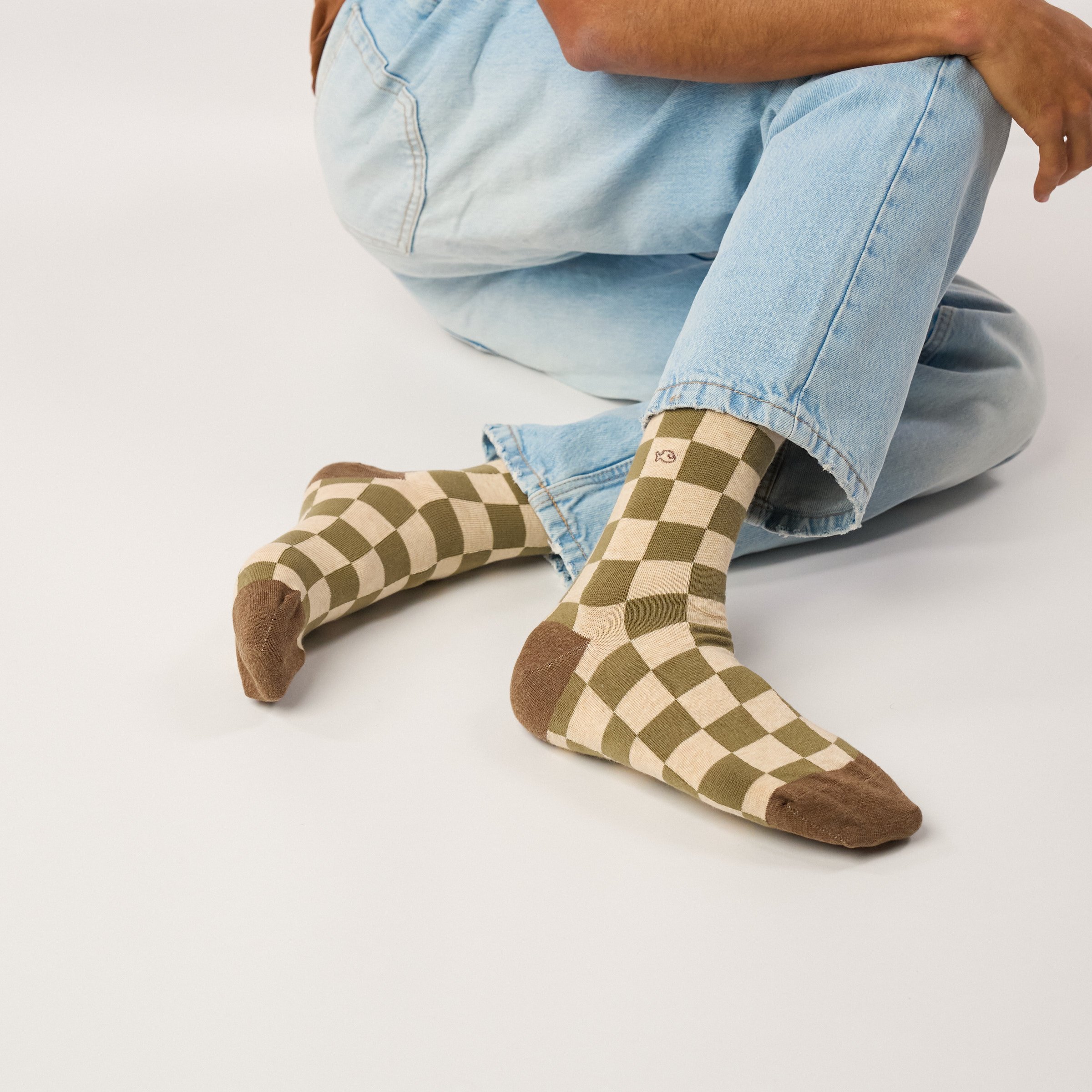 Combed cotton checkered socks BILLYBELT Blue