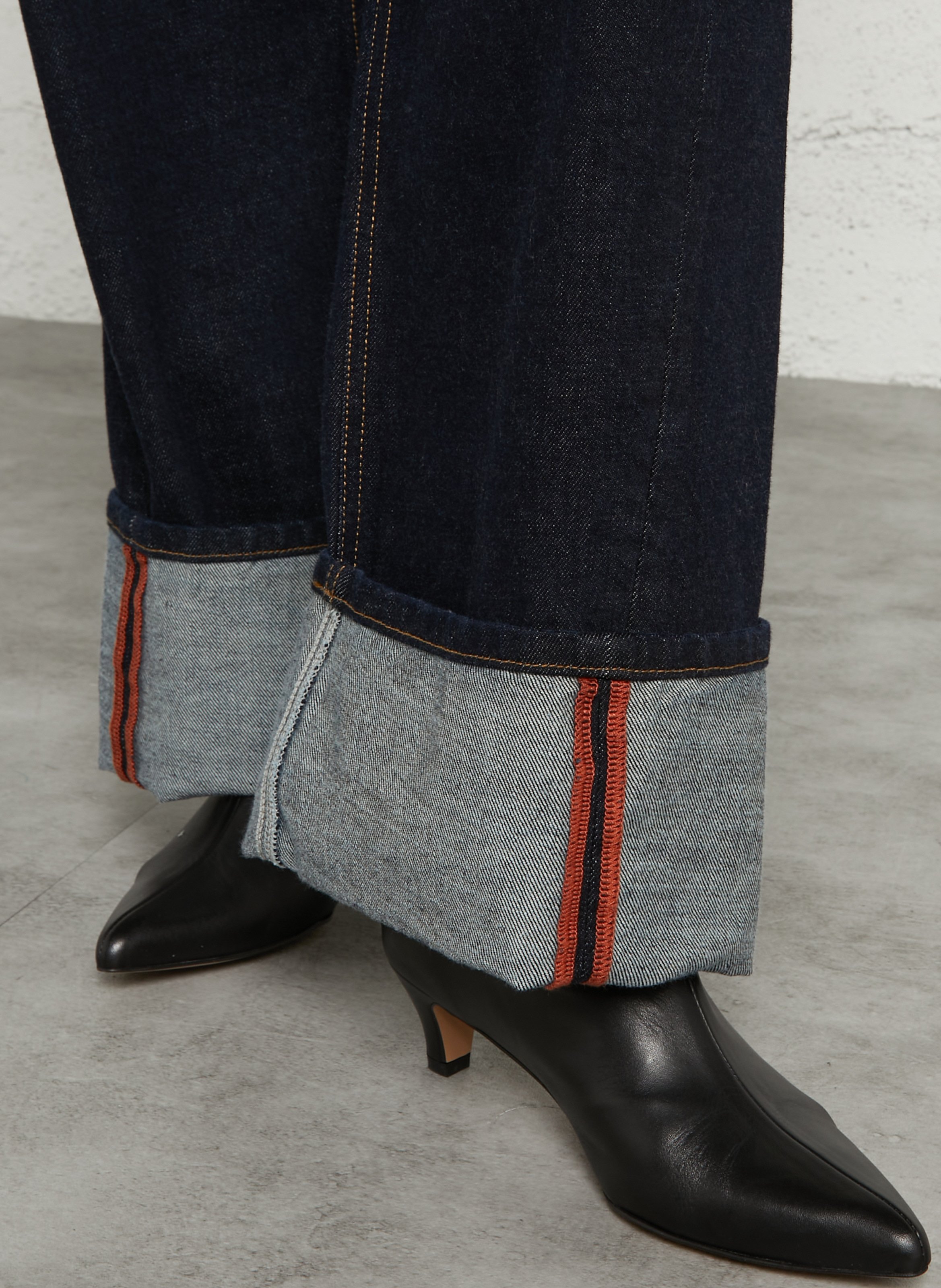 Wide-leg high-waisted cotton jeans LIU JO Blue