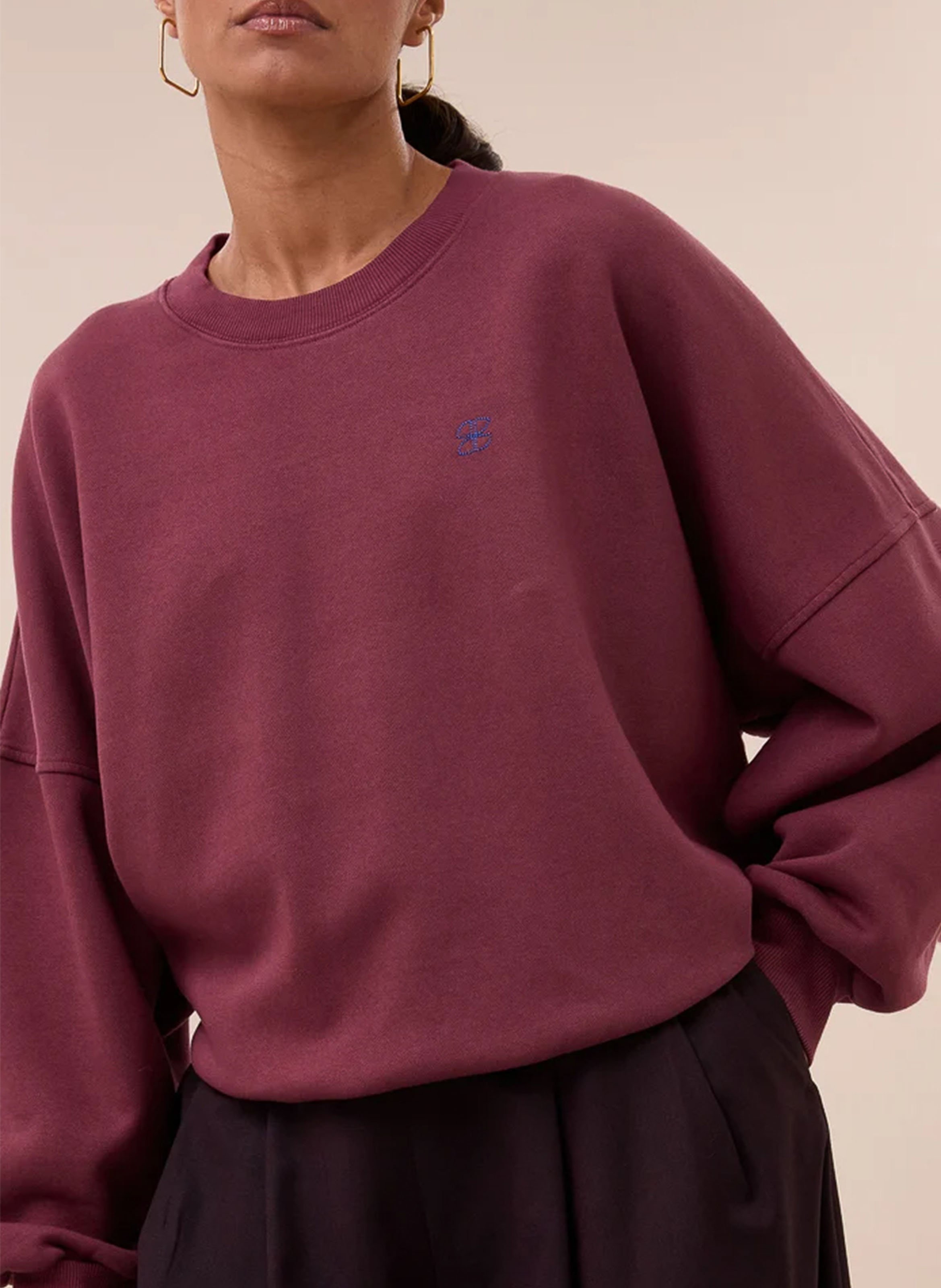 Sweat ample col rond uni BY BAR Rouge