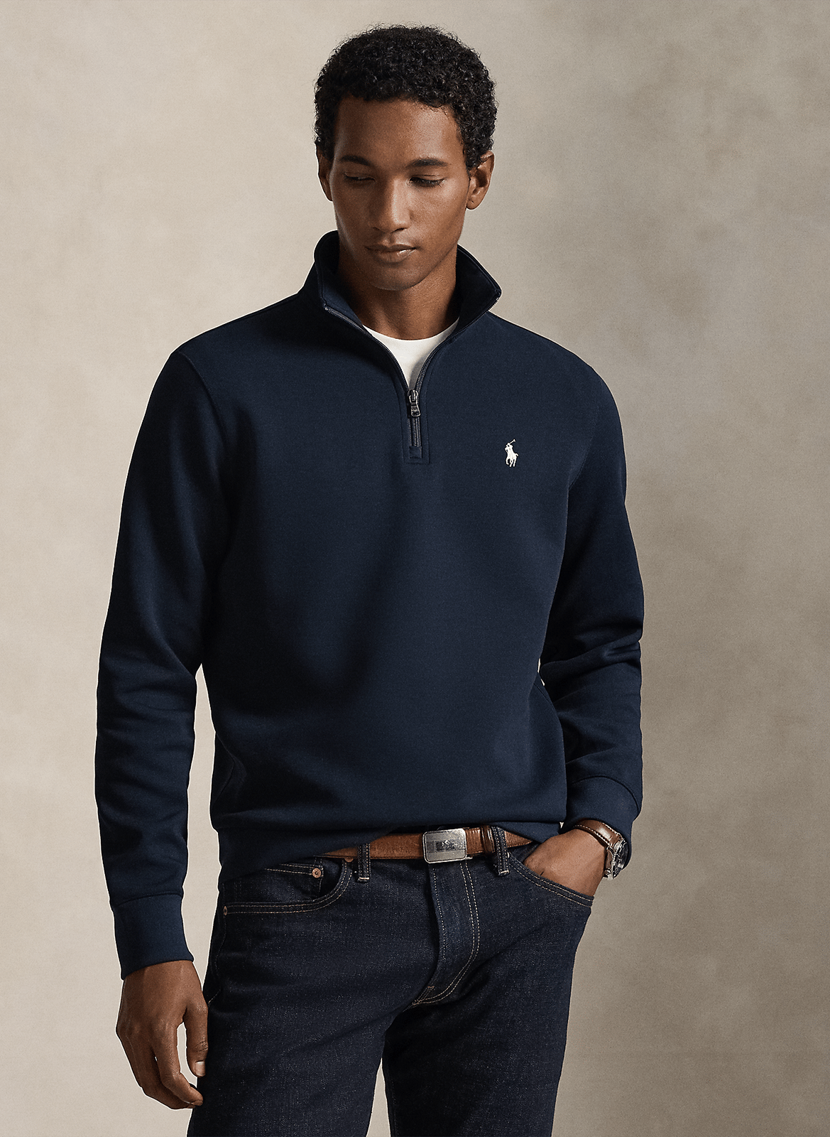 Sweat col montant en coton mélangé POLO RALPH LAUREN Bleu