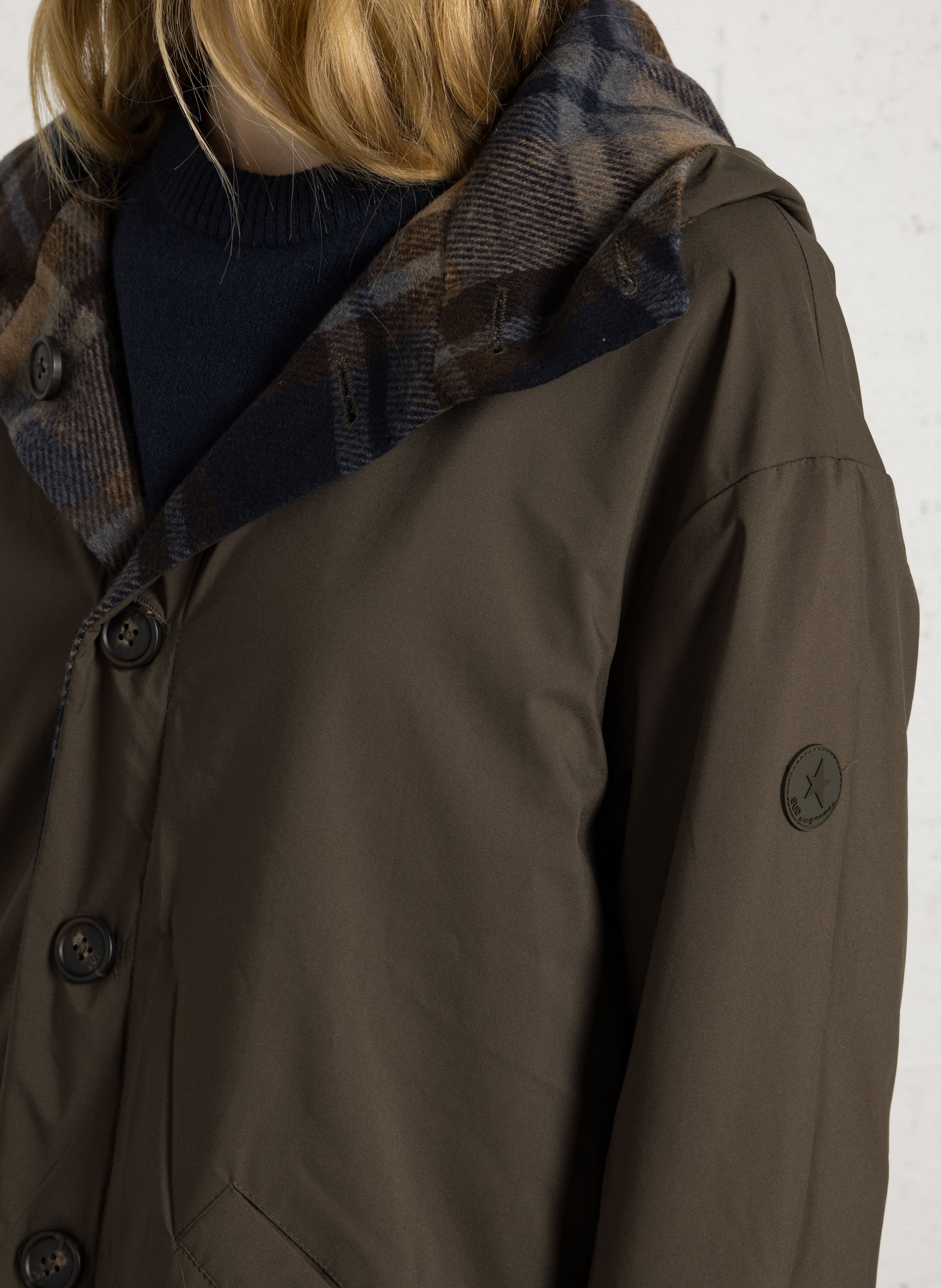 Manteau oversize à carreaux SUD EXPRESS Kaki