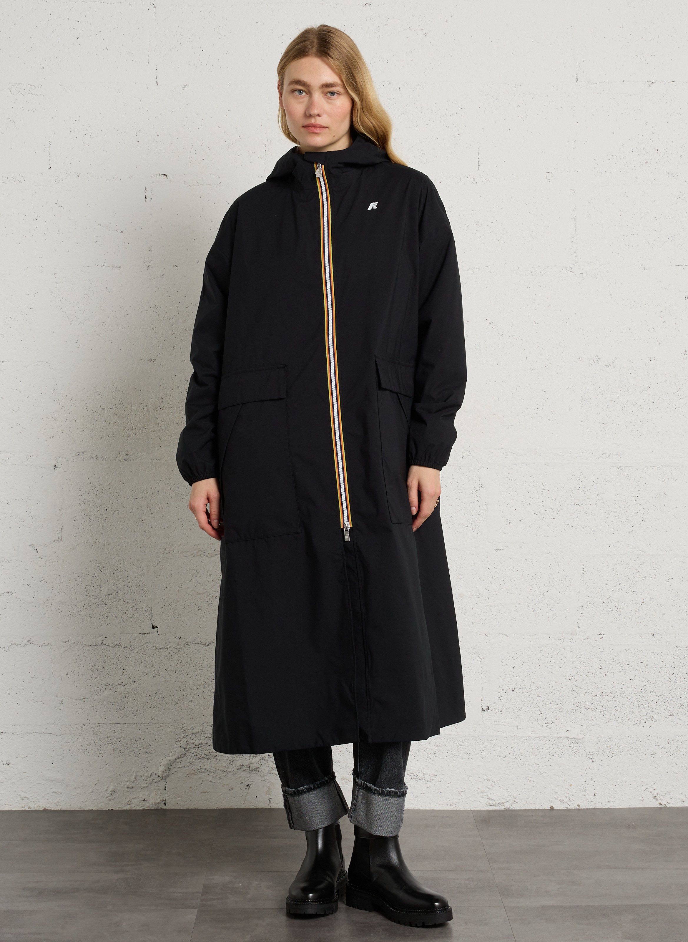 Langer Oversize-Parka mit Kapuze K-WAY Schwarz