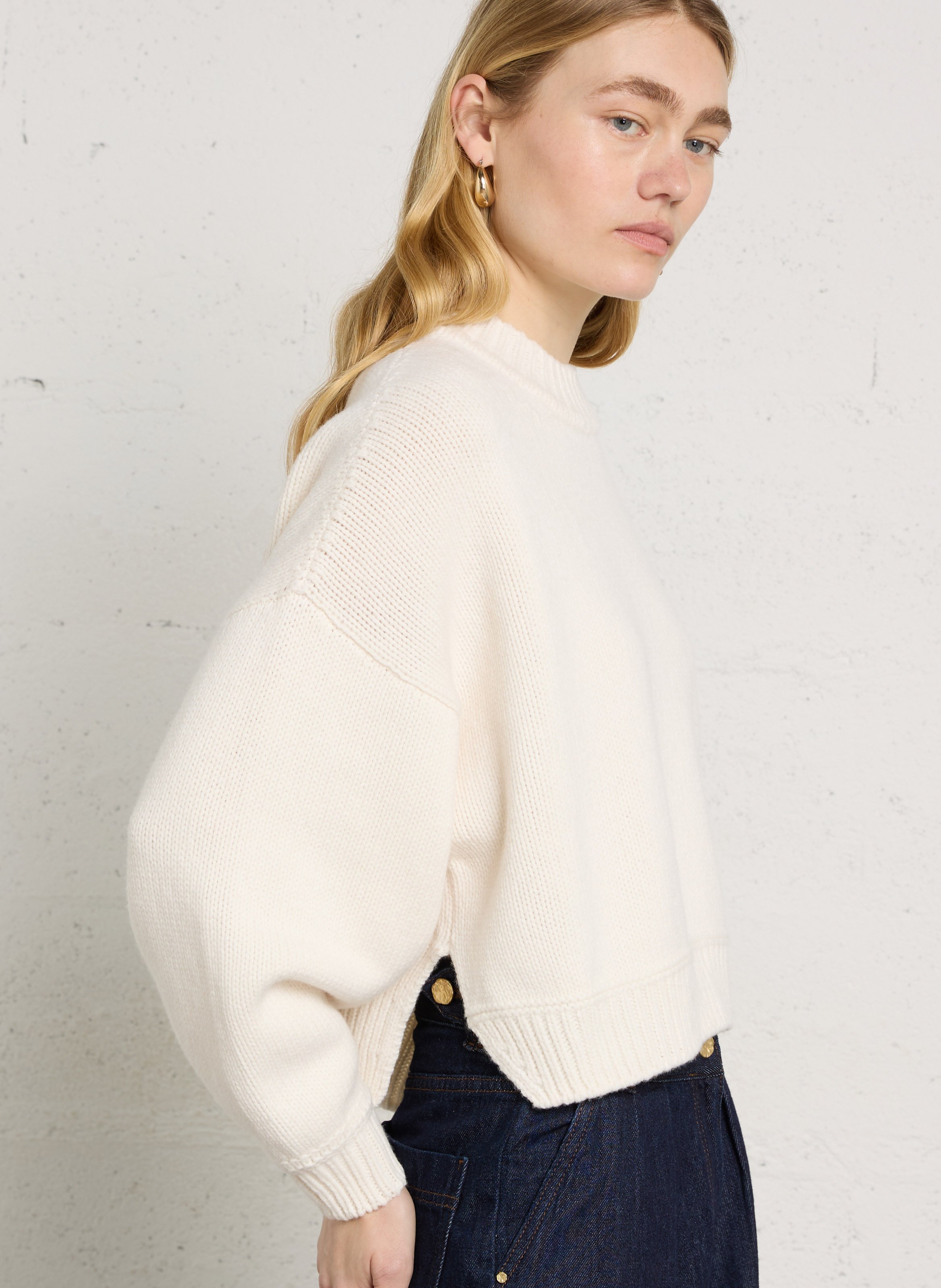 Weit geschnittener Wollpullover SESSUN Beige