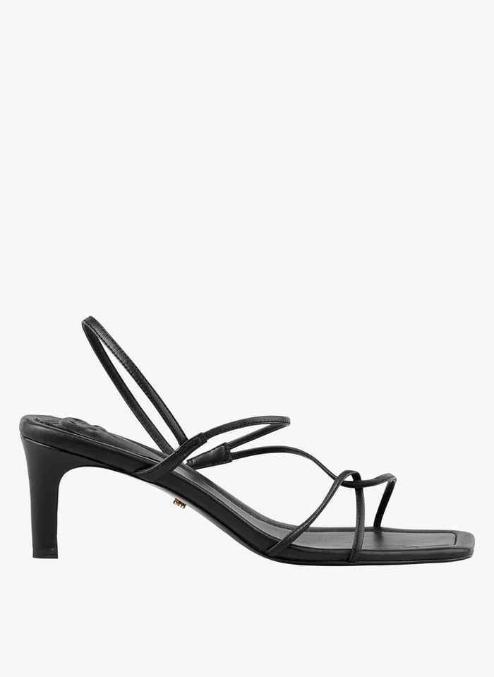 Heeled Leather Sandals Noir Sandro Women Place des Tendances