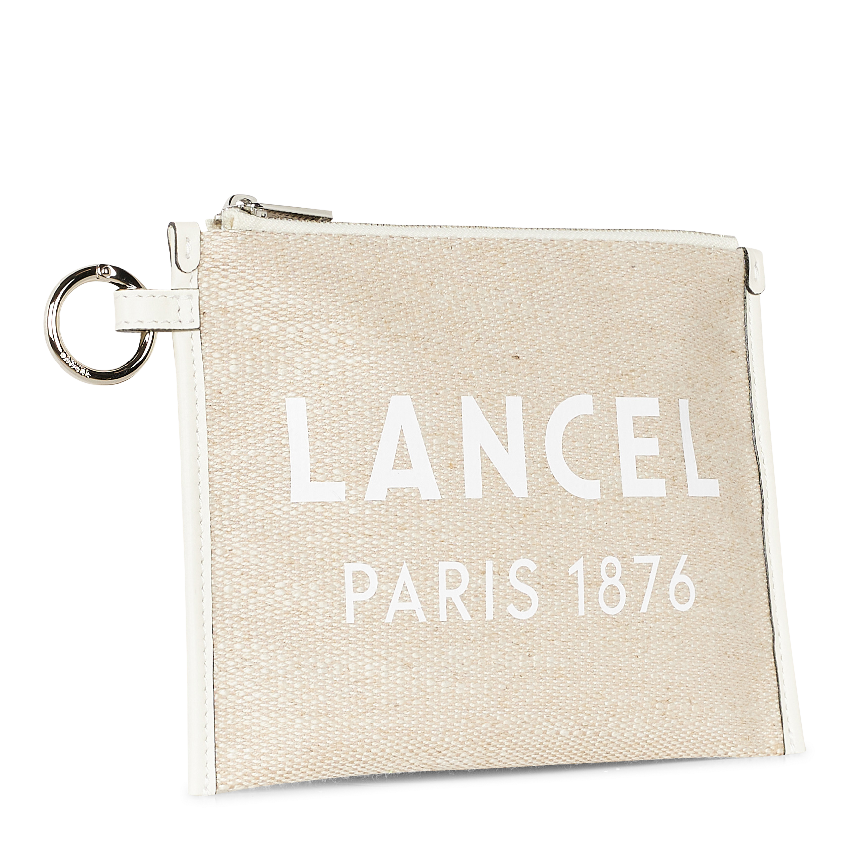 Pochette en toile de jute et cuir LANCEL Blanc