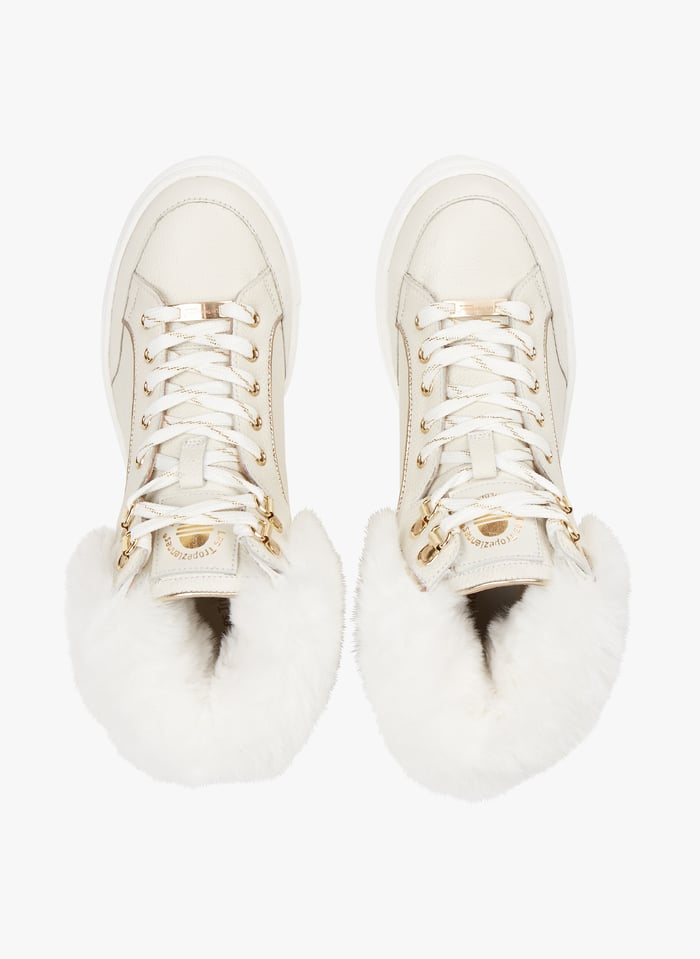 Baskets montante en cuir m lang Blanc
